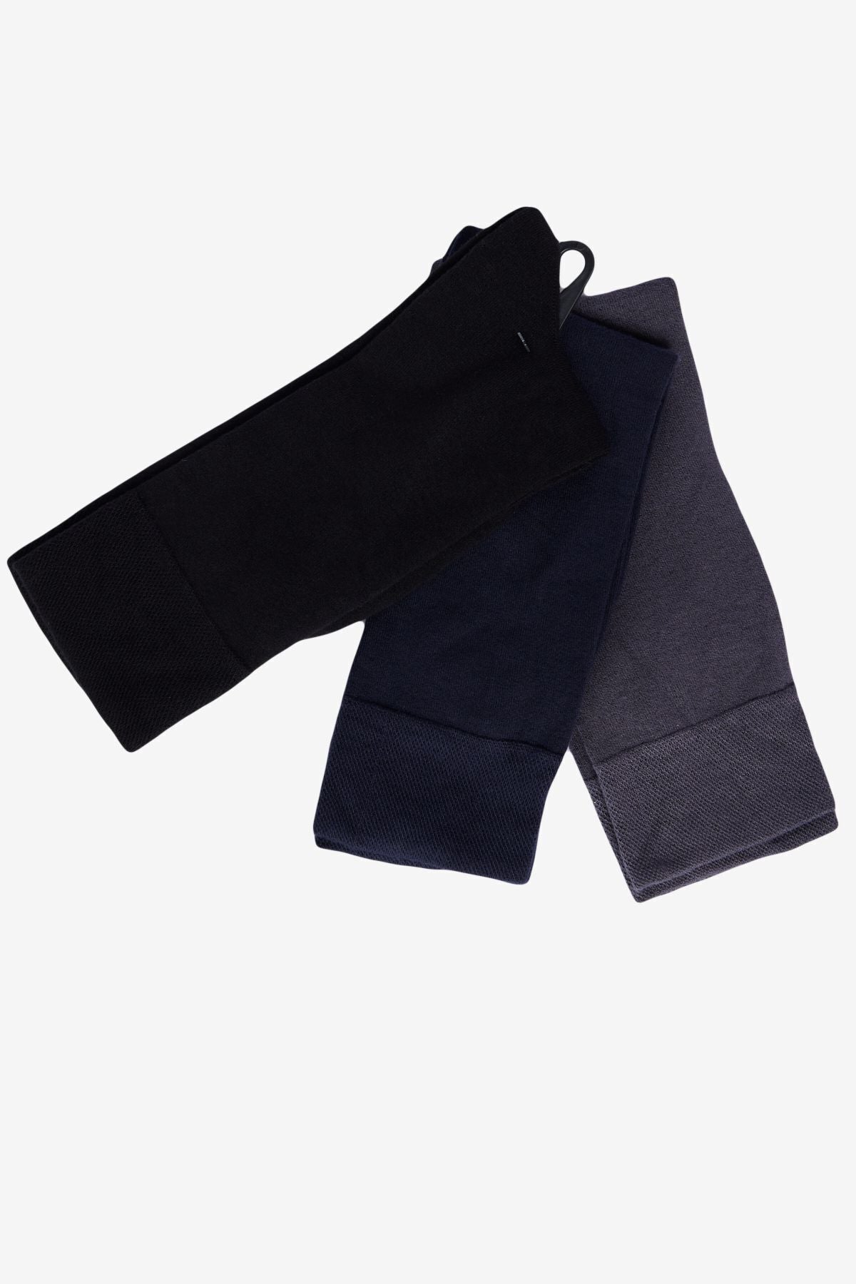 Men's Black-Lacivert-Marengo 3-Package Flat Socket Socks