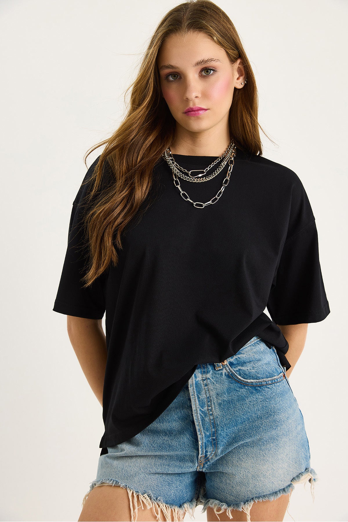 Women's 100% Organic Cotton Relaxed Fit Slit Round Collar T-Shirt 60602047