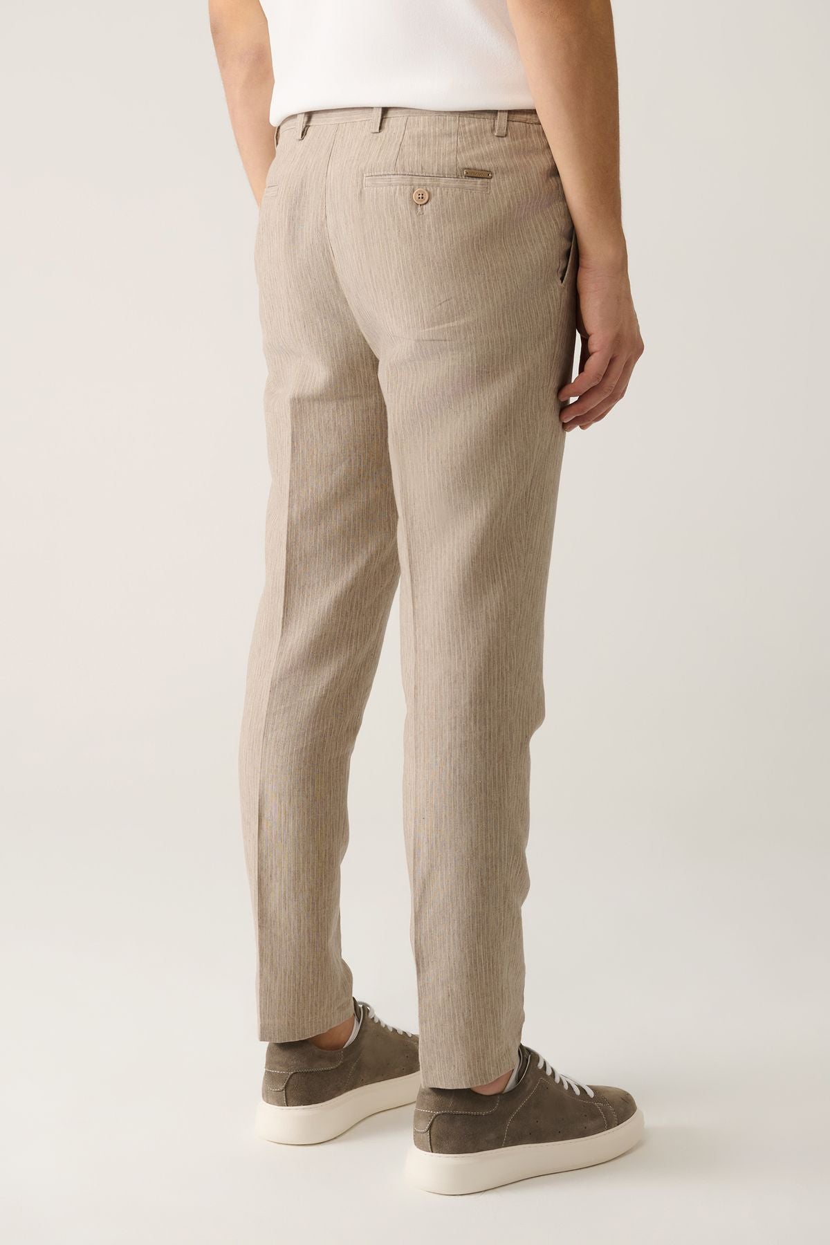 Men's Mink Waist Linen Touch with Linen Mixed Linen Touch Suit Pants A41y3260