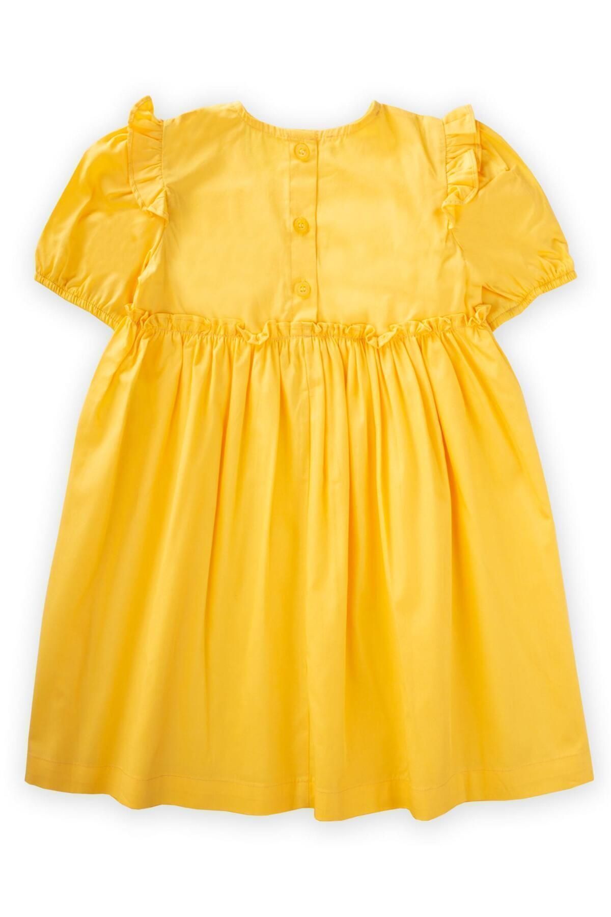 Robdan frilled shirred poplin dress 2-7 age yellow