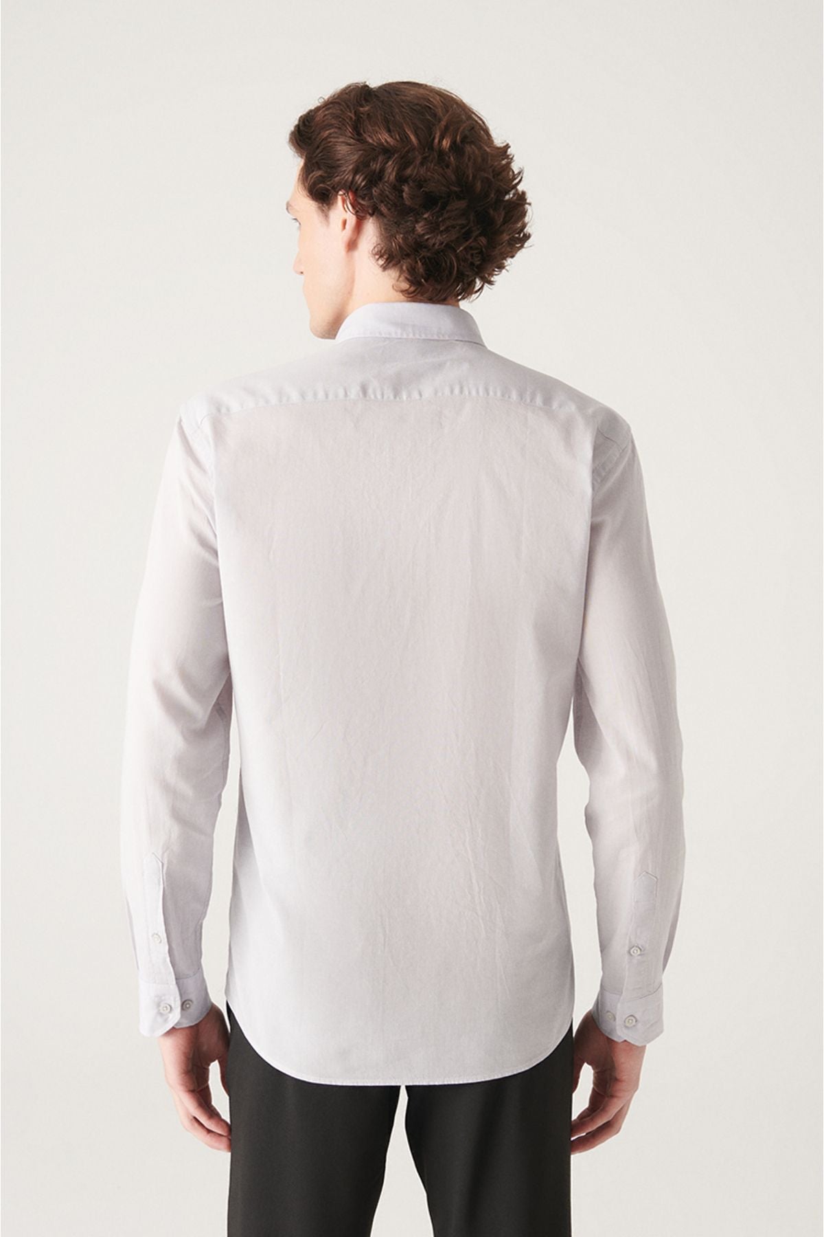 Male Light Gray 100 %Cotton Futter Soft Key buttoned Neck Shirt E002206