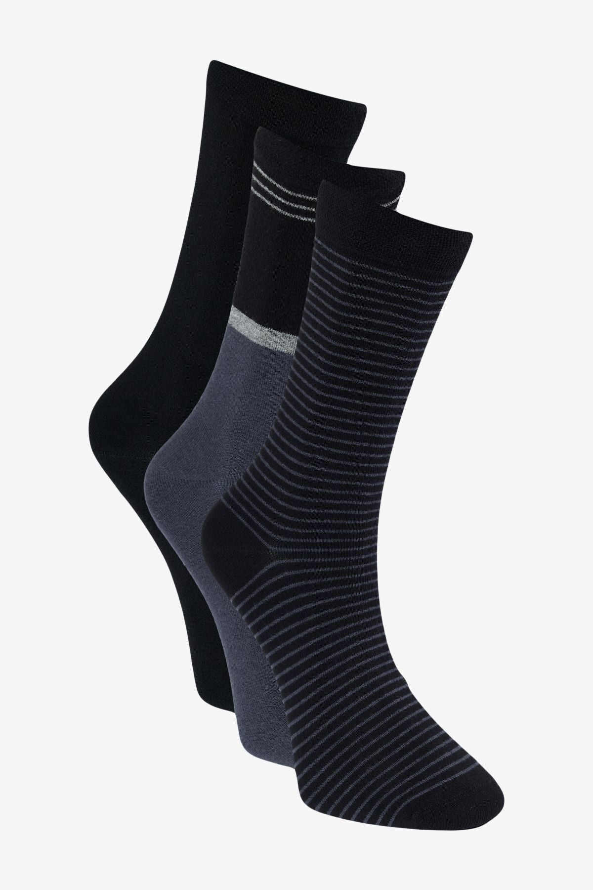 Men's black-gray patterned 3-socket socks