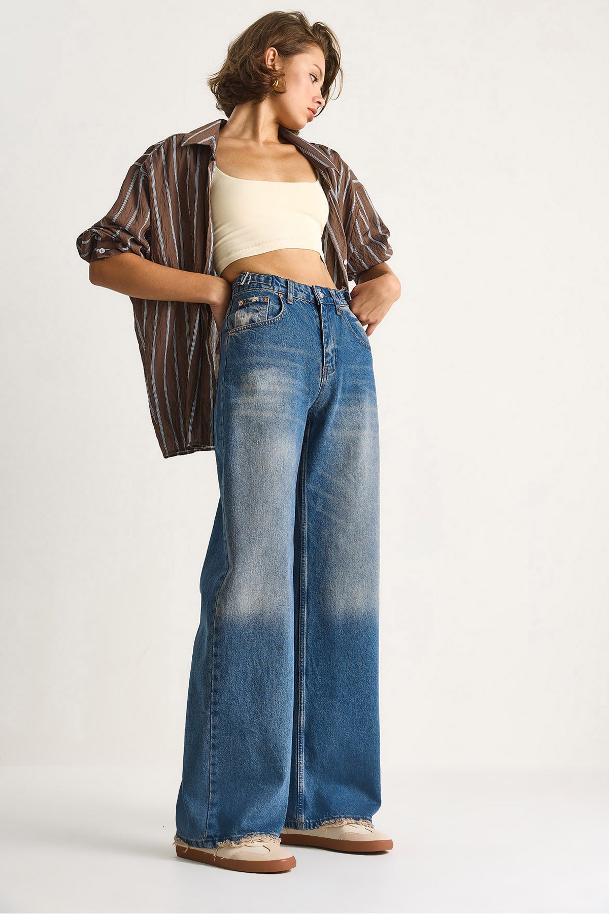 Women's Side Buckle Denim Trousers 5290 60284088