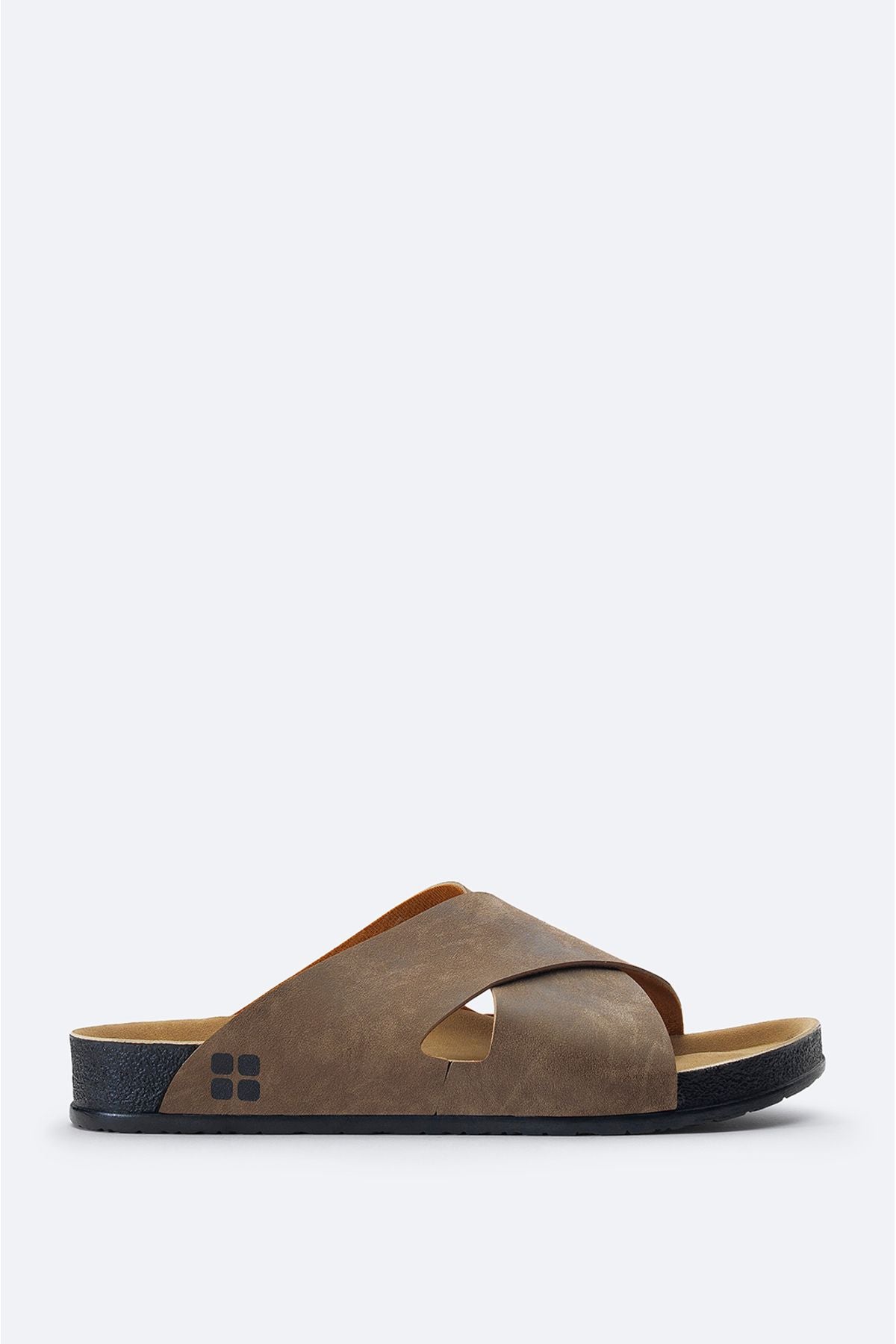 Men's mink cross -band leather -looking flexible floor slippers A41y8300