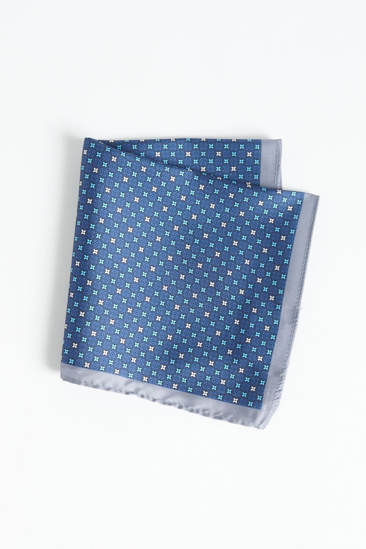 Men's navy blue-gray patterned handkerchief