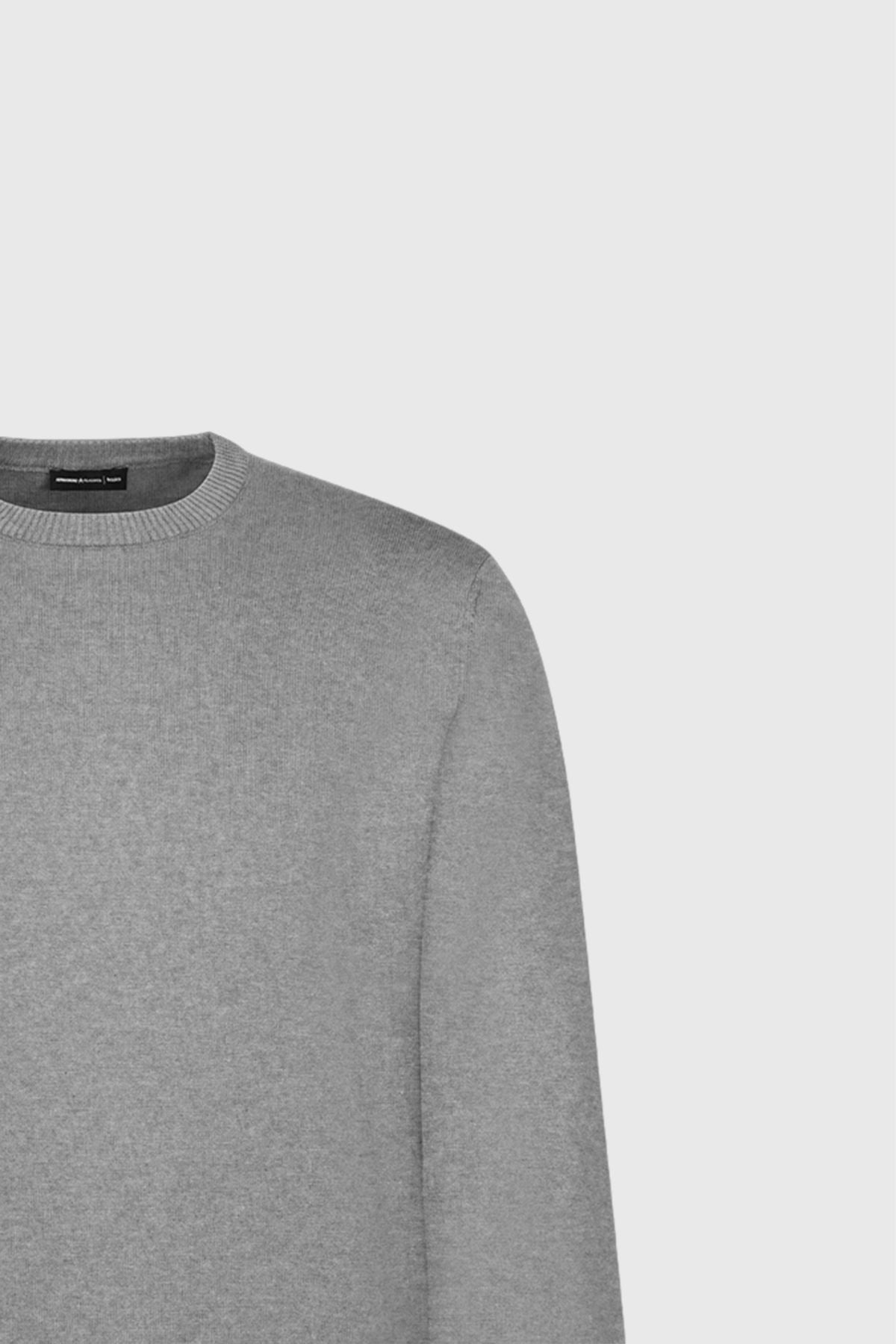 Men's Gray Melanj Cotton Standard Fit Normal Cut Cycling Bike Yaka Knitwear Sweater