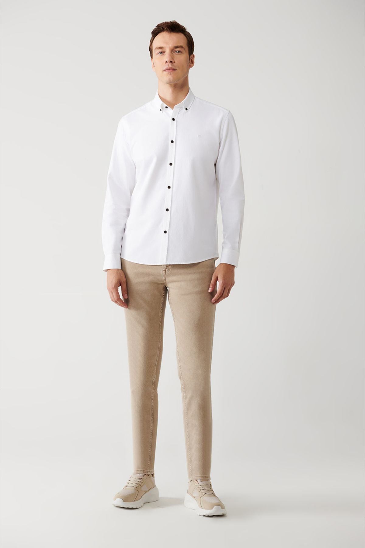 Men's White 100 %Cotton buttoned Neck Shirt A32Y2120