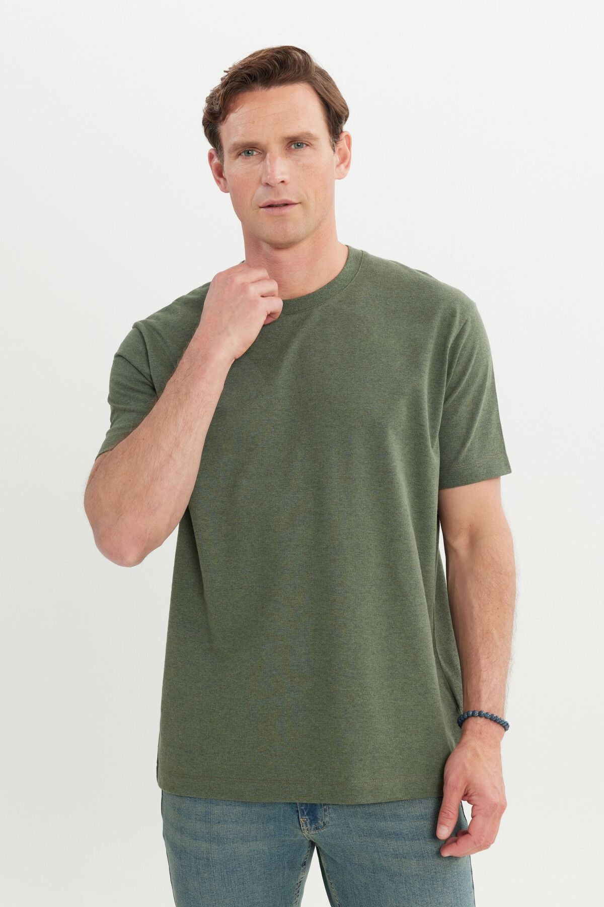 Men's Khaki Cotton Modern Fit Casual Cut Bicycle T -shirt