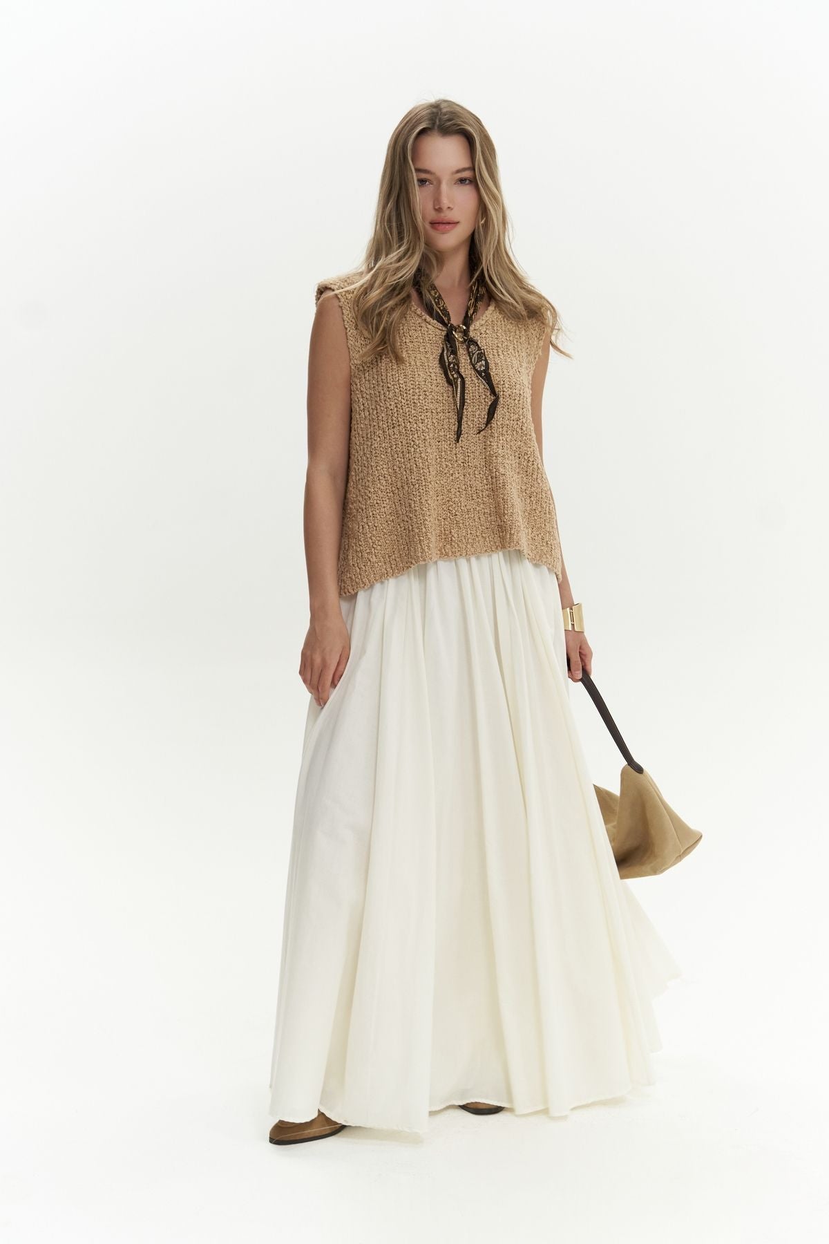 Faylinn long ecru skirt
