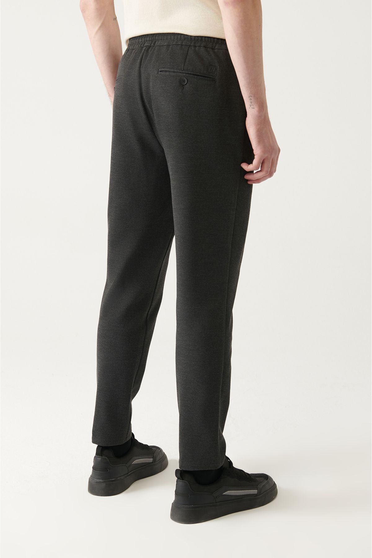 Men's anthracite side pocket lace -up jogger pants B003005