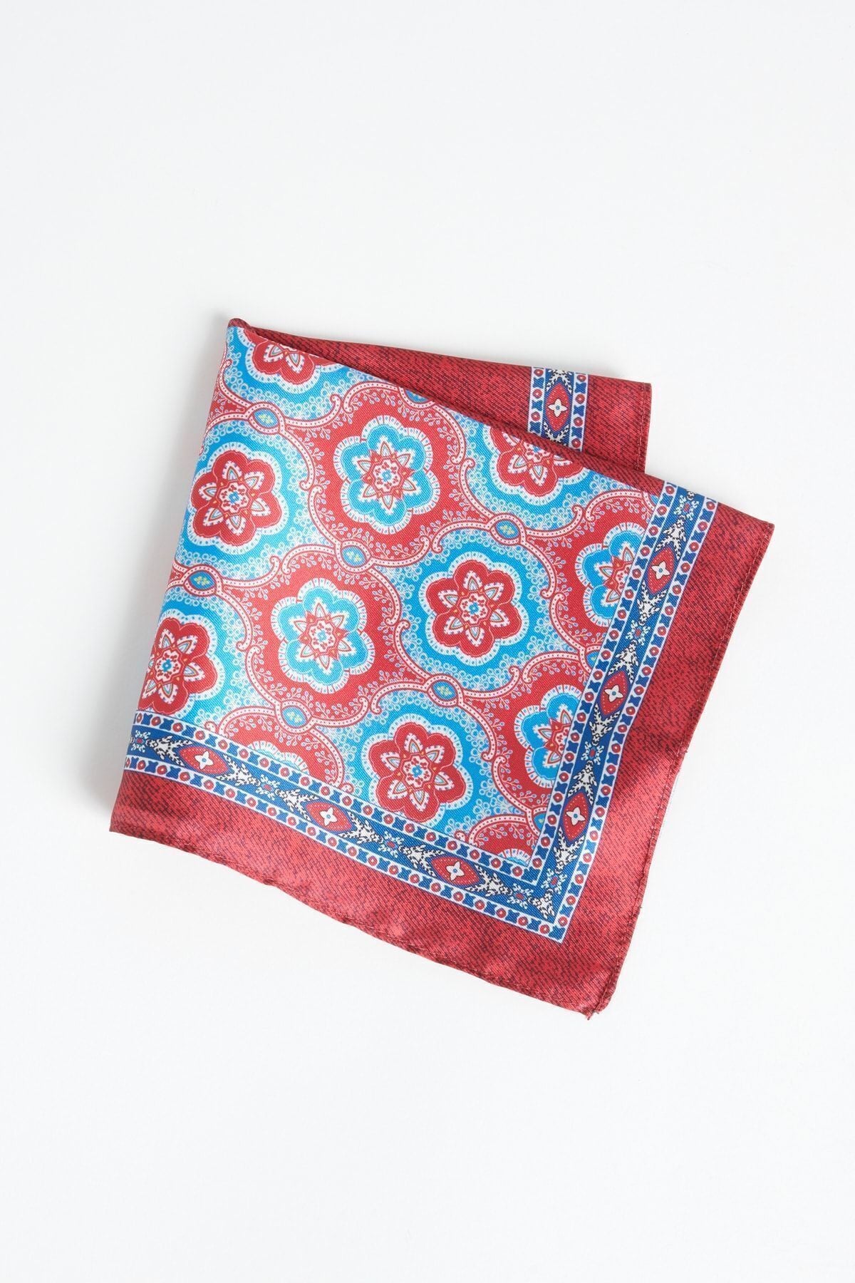 Men's burgundy patterned handkerchief