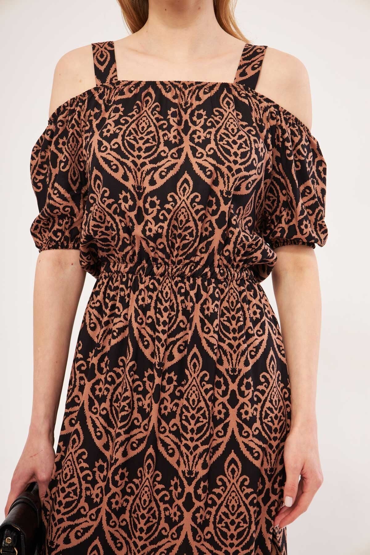 Female mink square floral patterned strap waist tire dress ARM-21K001202