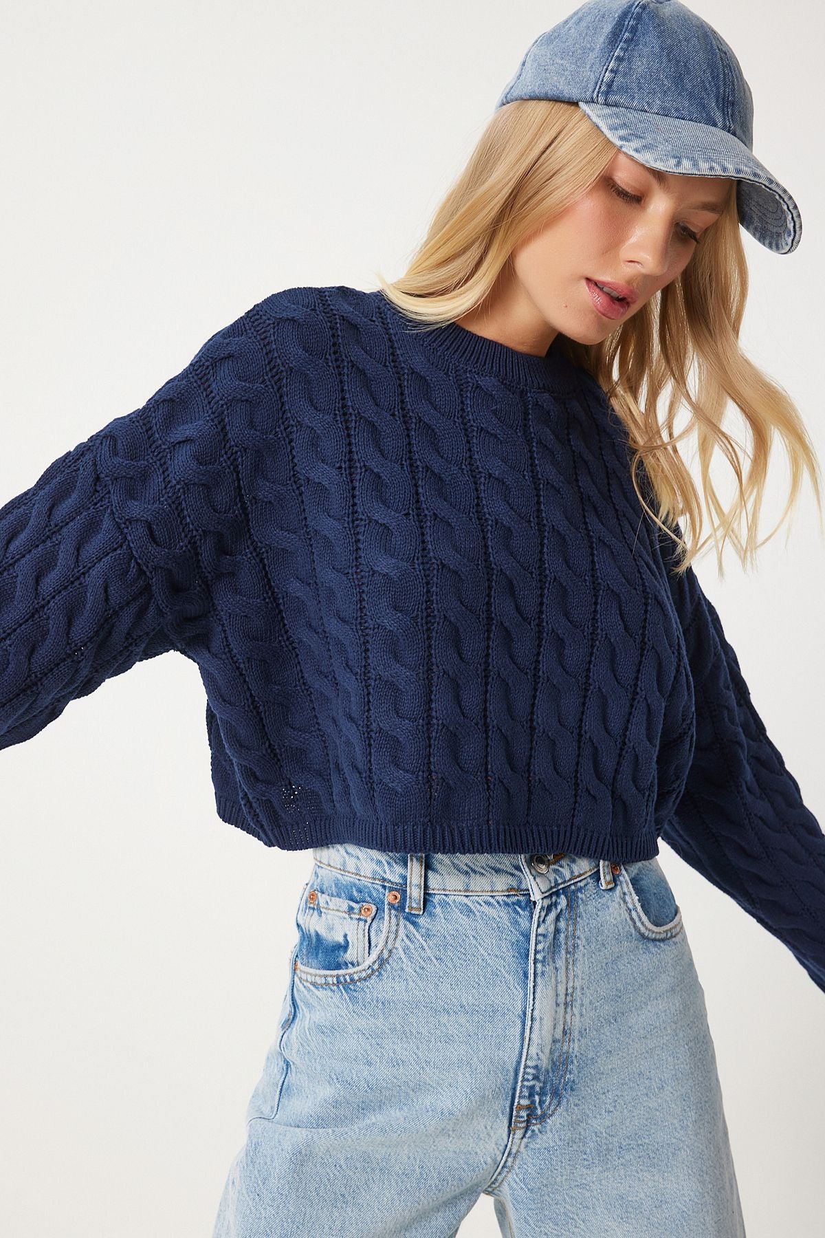 Women's Navy Bike Bike Knit Motif knitwear sweater MX00169