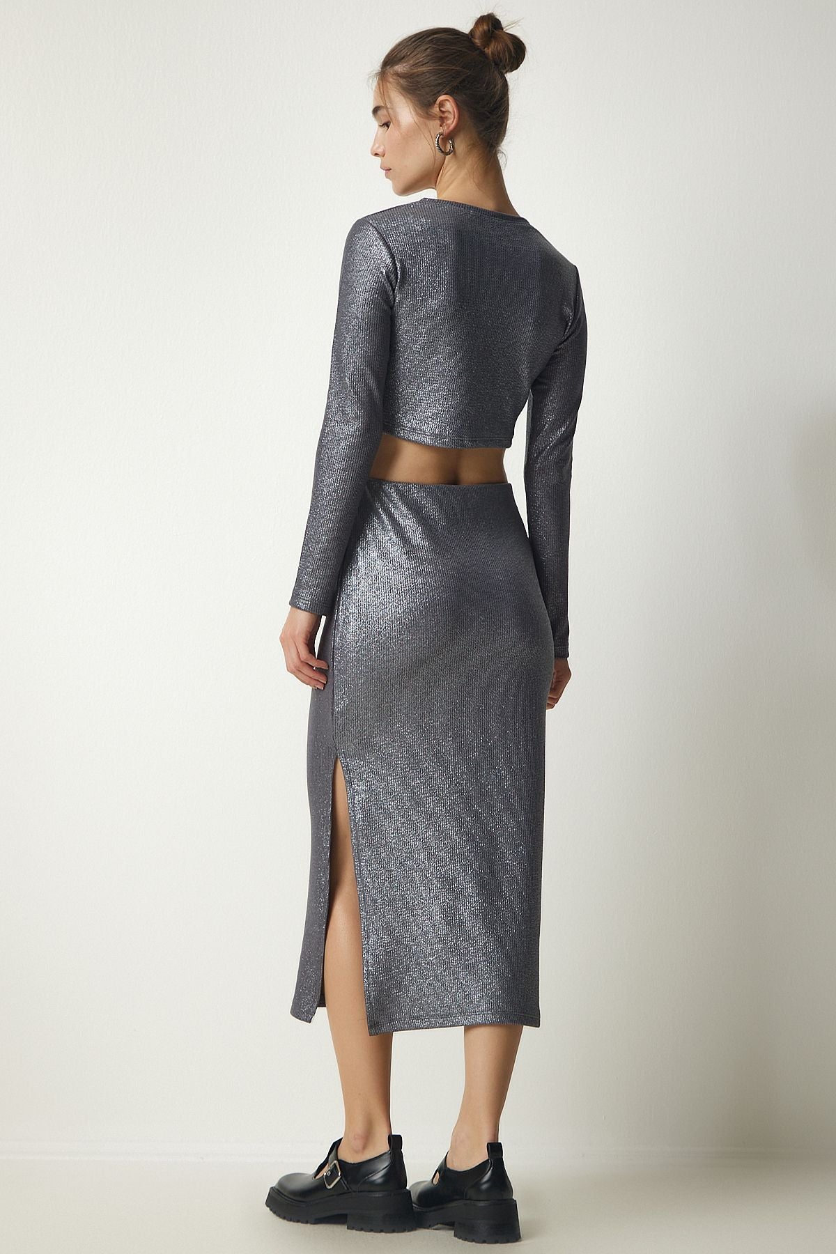 Female Gray Glossom Crop Skirt Team MC00243