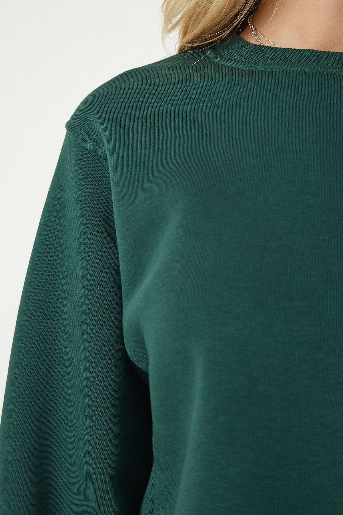 Female Emerald Green Crop Sweatshirt UB00178