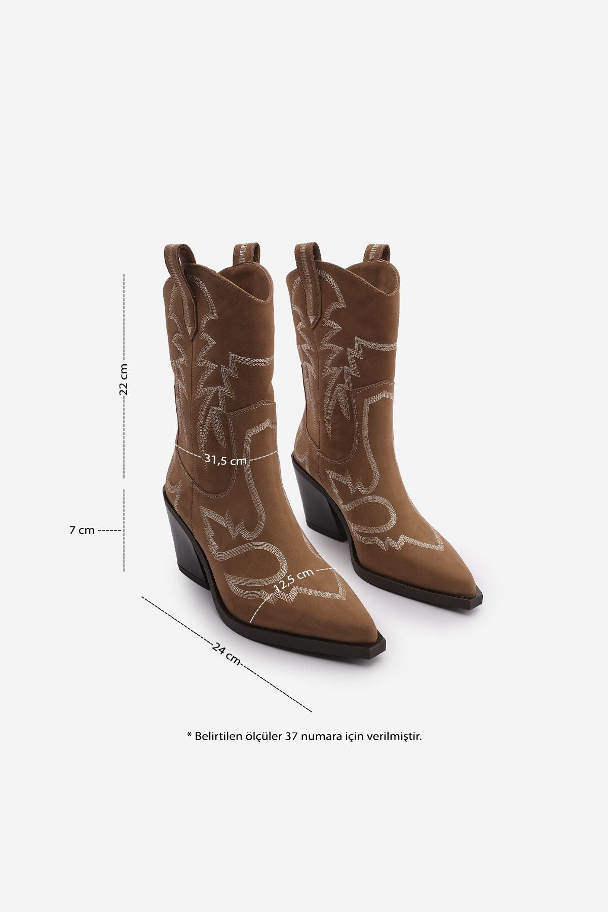 Woman Pointed Nose Embroidery Western Bot Mired by taba suede