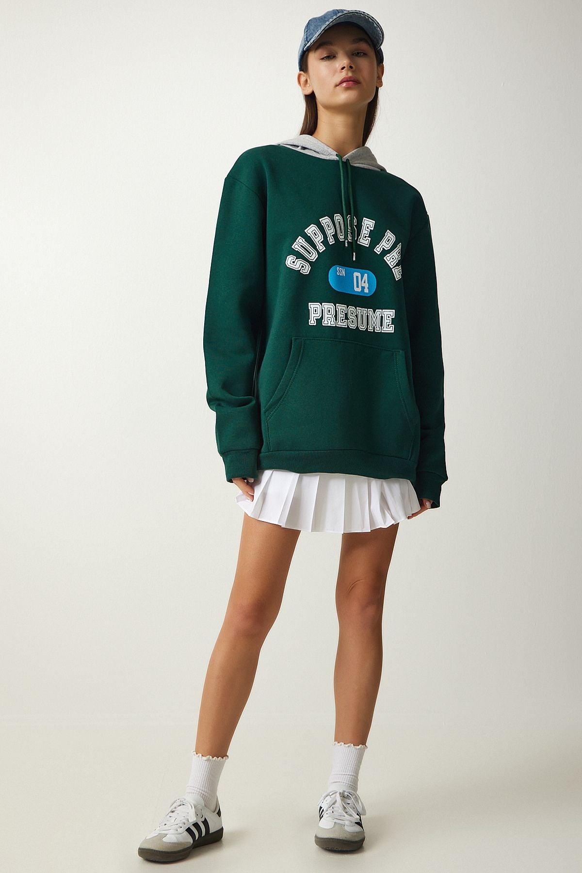 Female emerald green hooded charted Sweatshirt OW00003