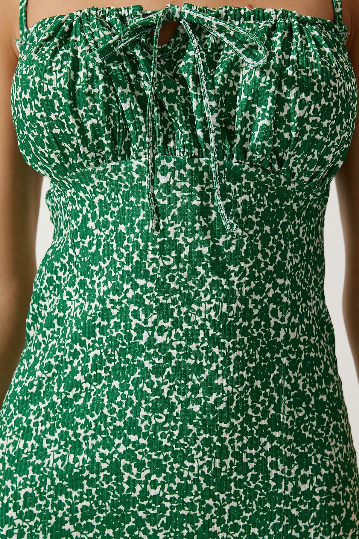 Woman Dark Green White Flower Sweting Summer Knitting Dress CI00029