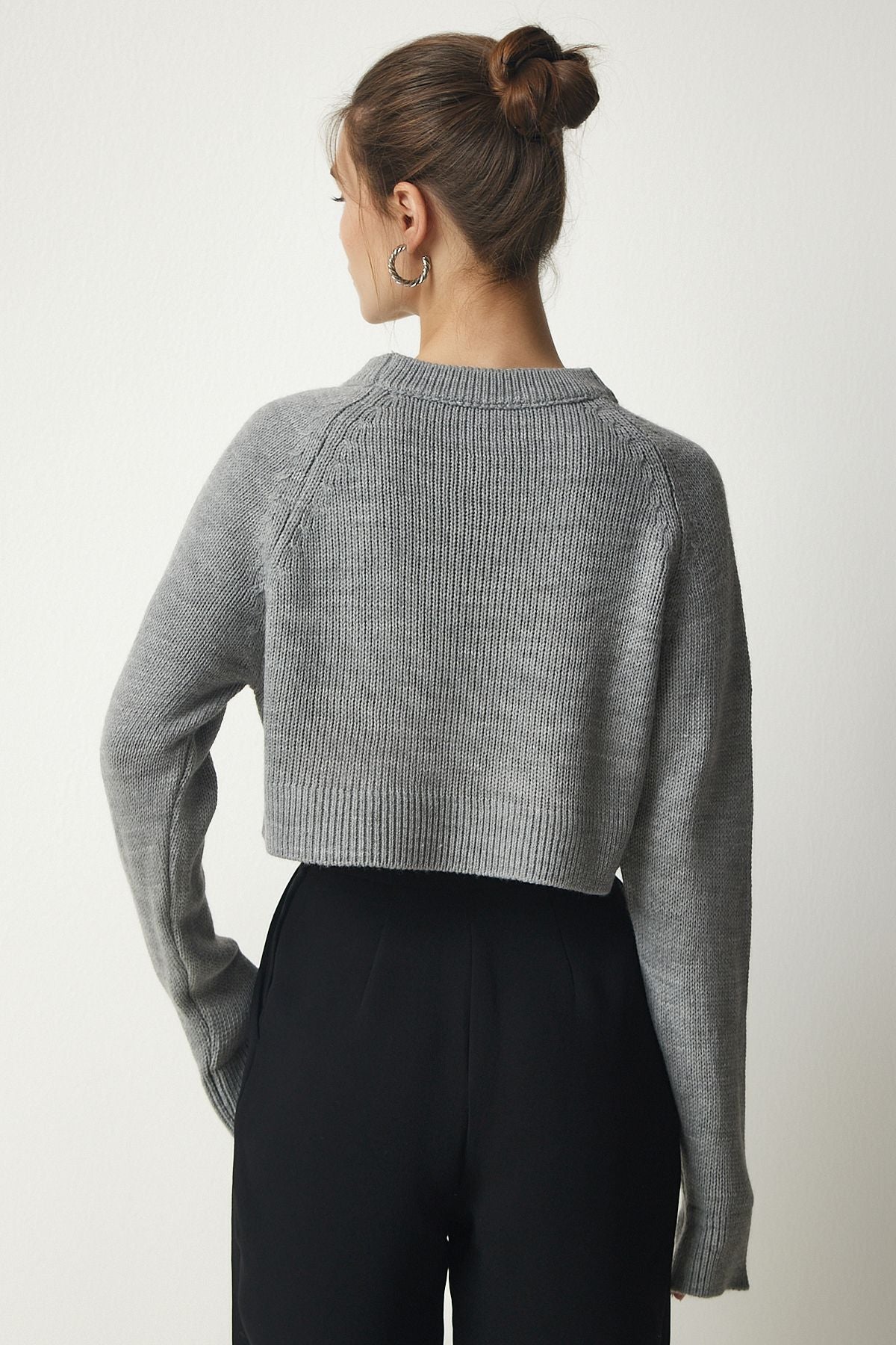 Women's Gray Bicycle Croes Crop Triko Sweater MC00240