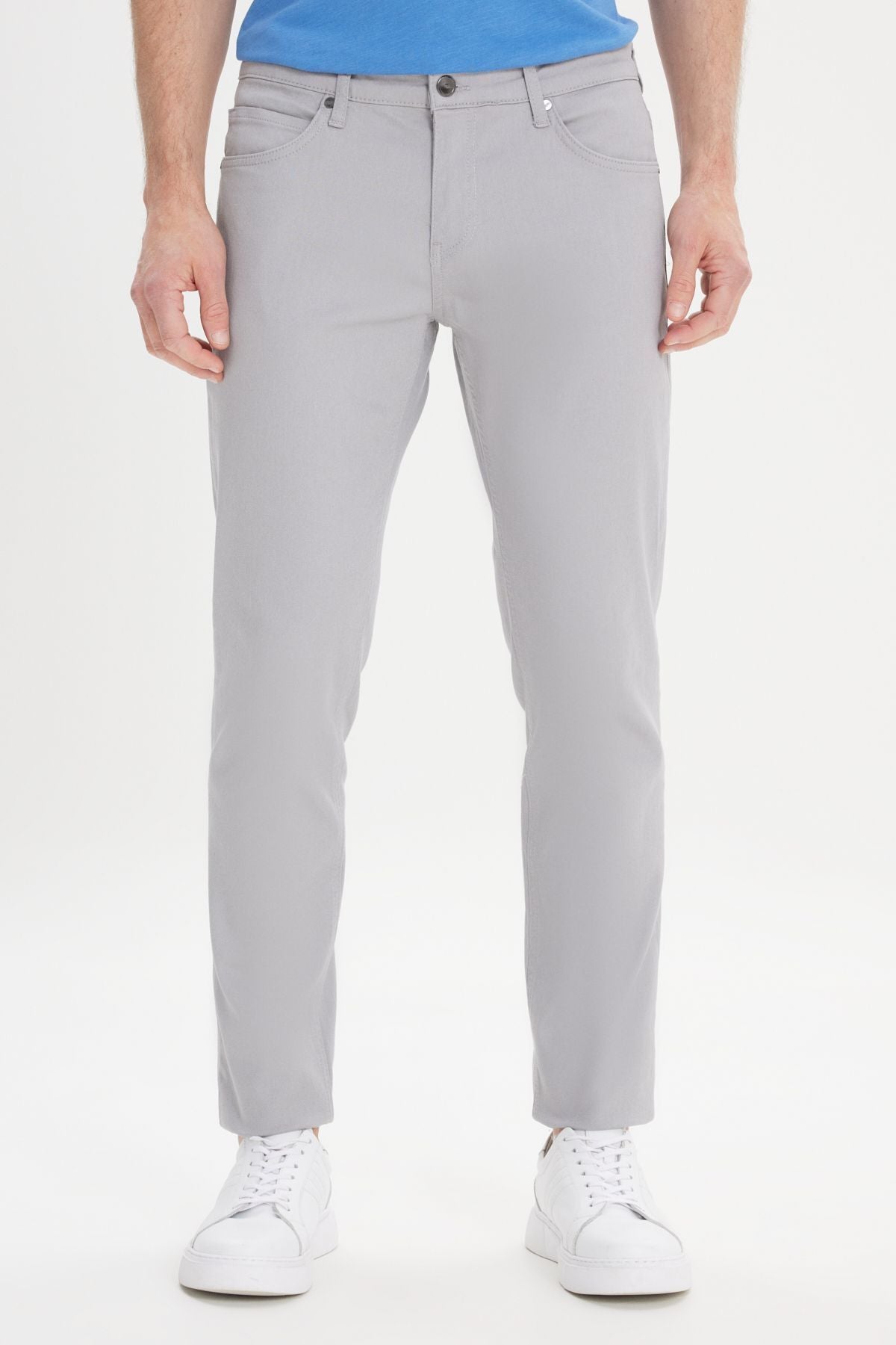 Men's gray 360 degrees stretching in all directions slim fit narrow cut diagonal flexible patterned pants