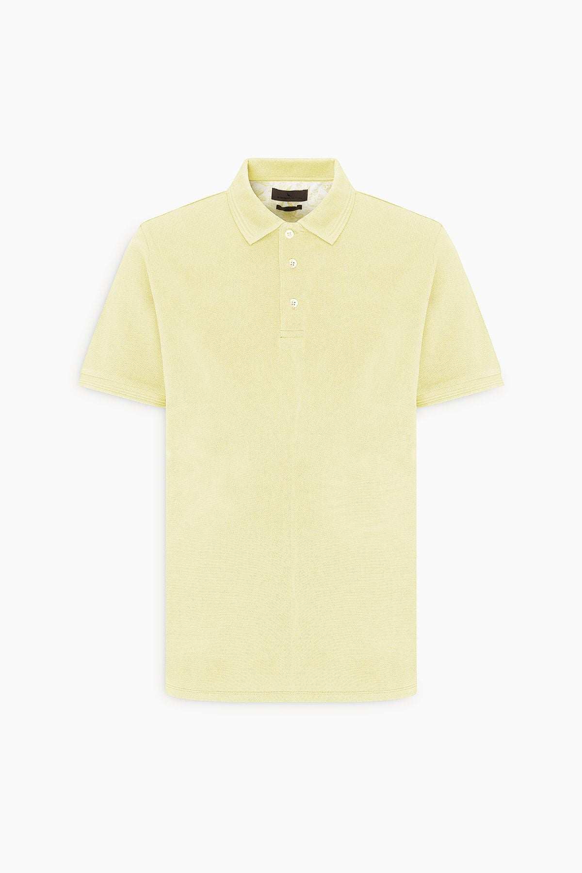 Men's yellow slim fit narrow cut polo collar 100 %cotton short sleeve t -shirt