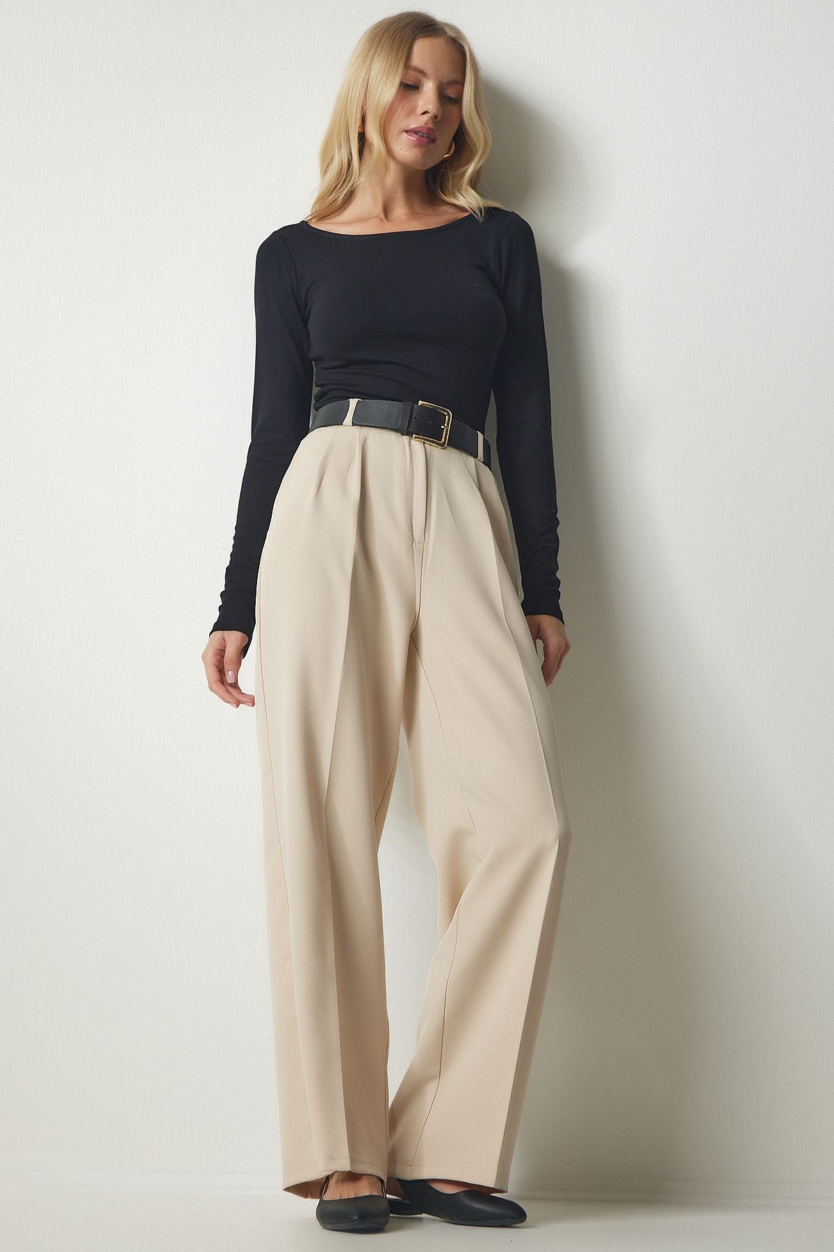 PALAZZO Pants with Women's Cream Pocket DW00001