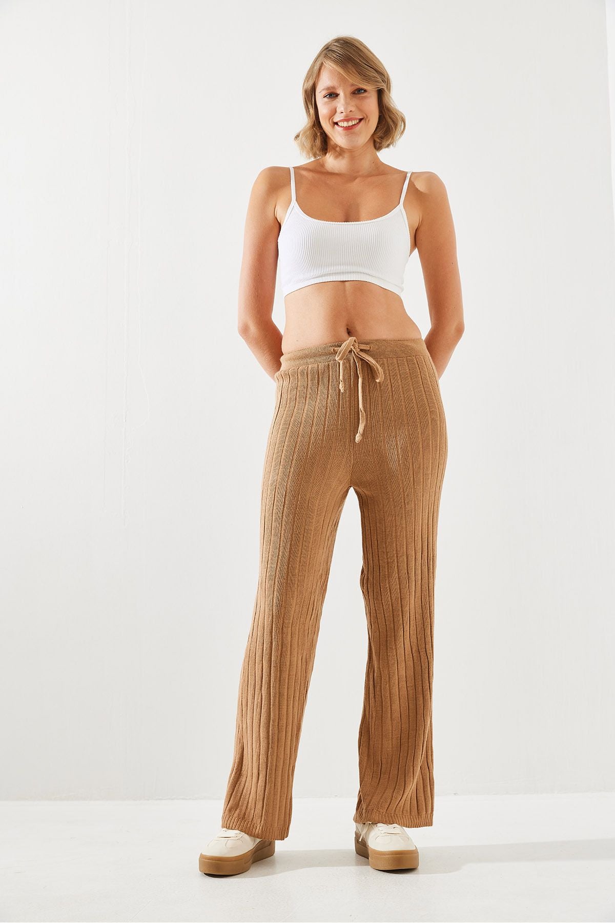 Women's waist rubber palazzo pants 20223118
