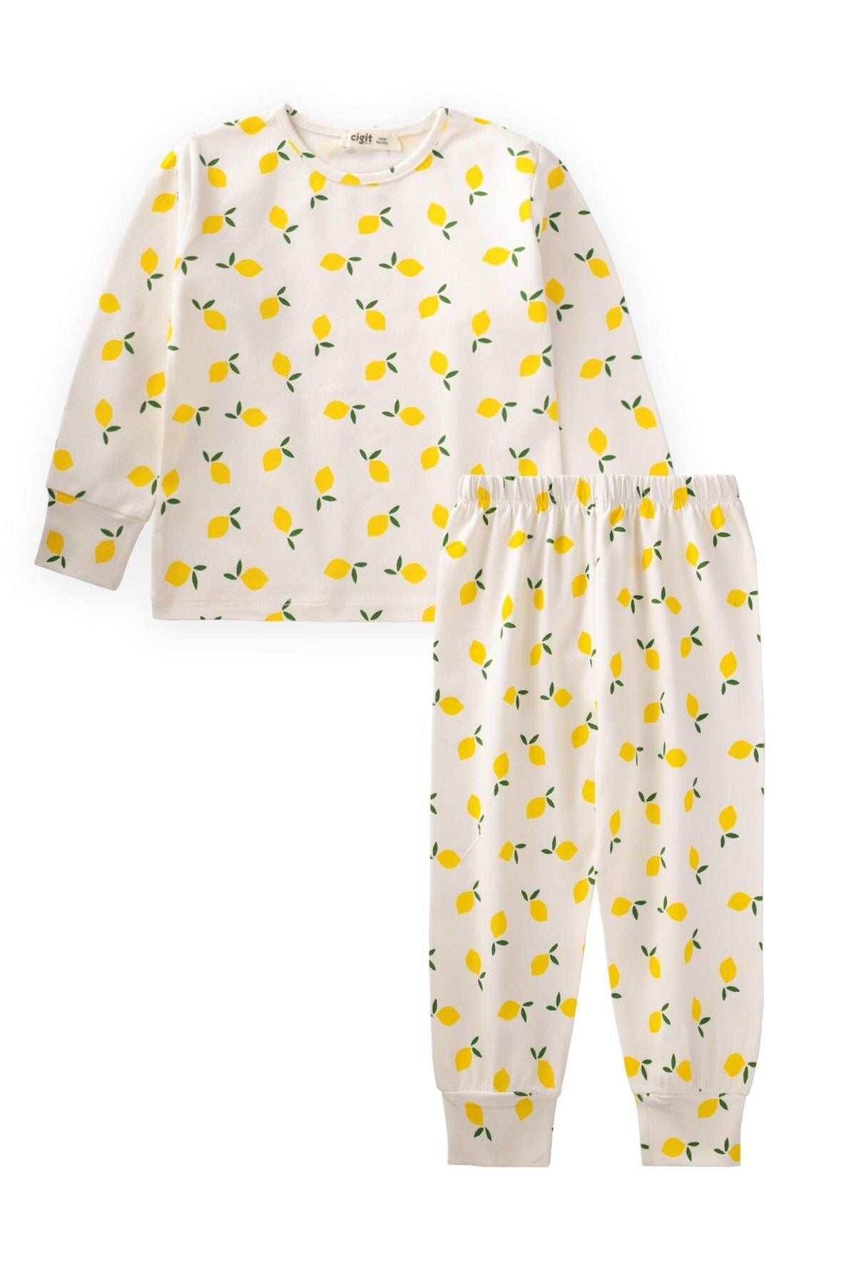 Patterned seasonal pajama set 1-7 age lemon pattern