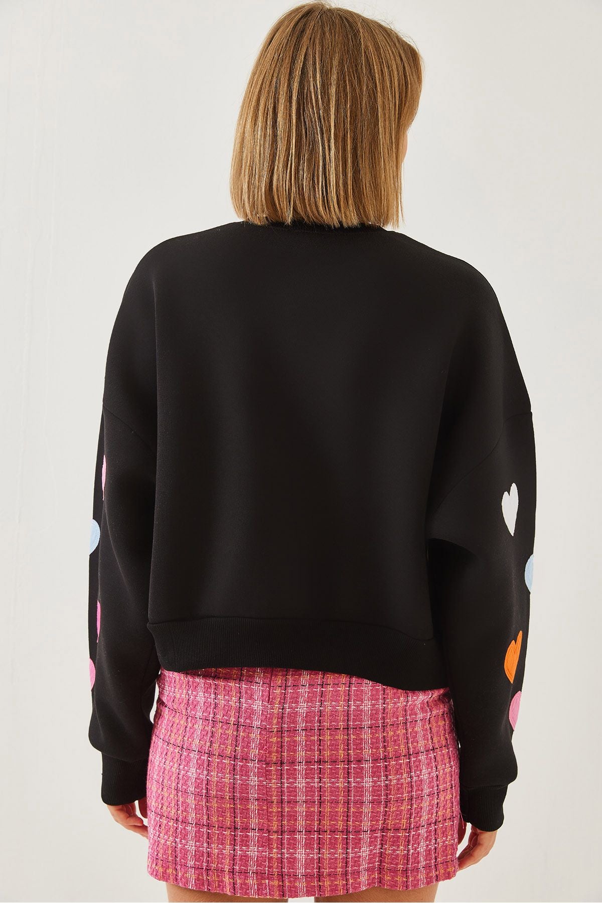 Women's Heart Embroidery Three Yarn Sweatshirt 6458 60251955
