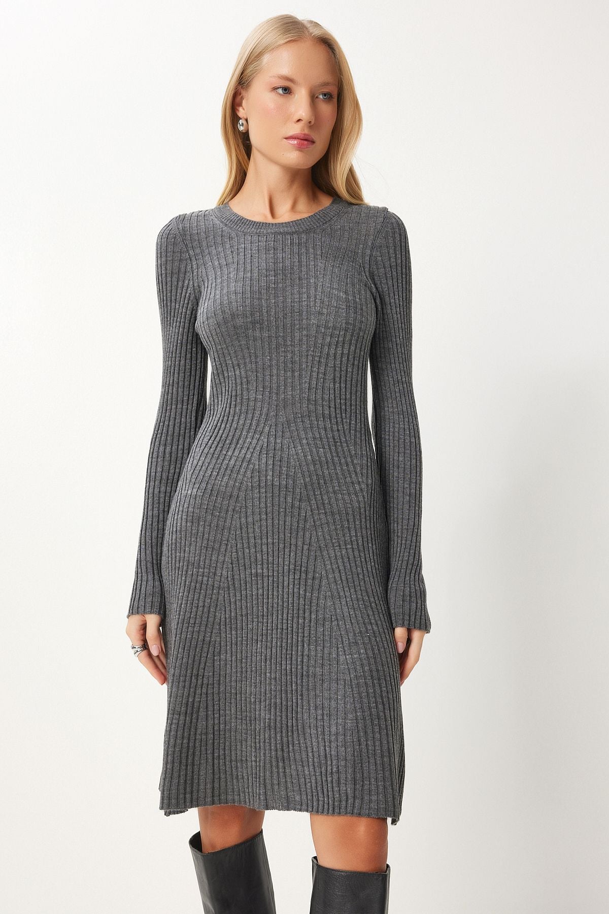 Female Gray Bicycle Collar Celiko Dress MX00172