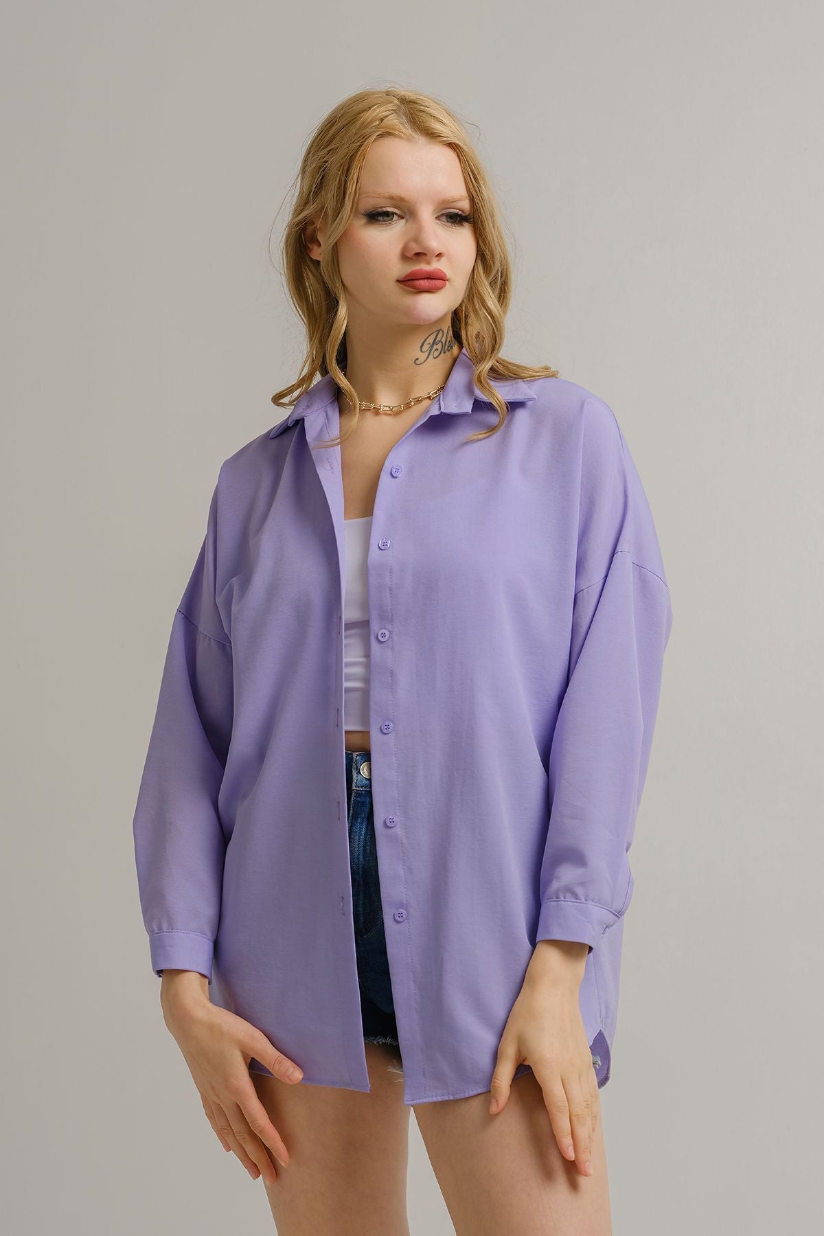 Woman Lilat Oversize Long Basic Shirt ARM-221118