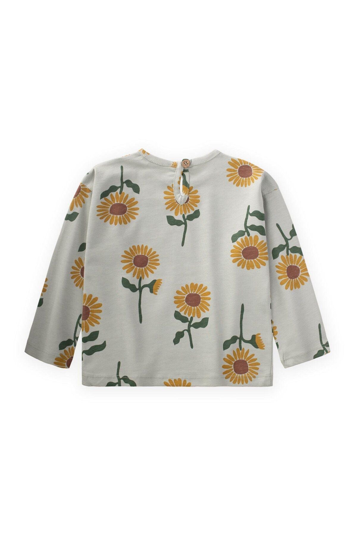 Sunflower Patterned Seasonal Girl Sweatshirt 1-5 Years Mint Green