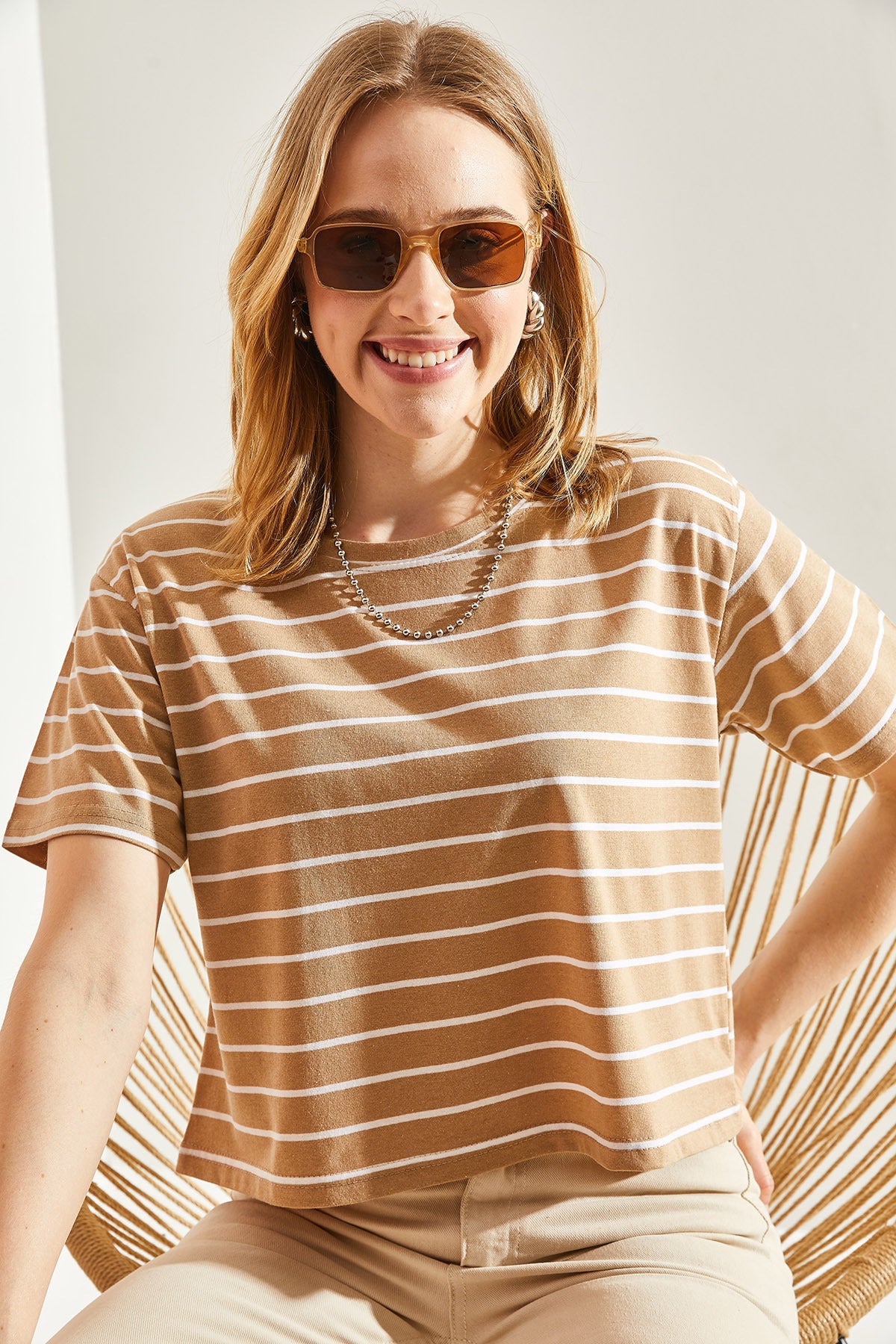 Women's Crew Neck Striped T-Shirt 60241002