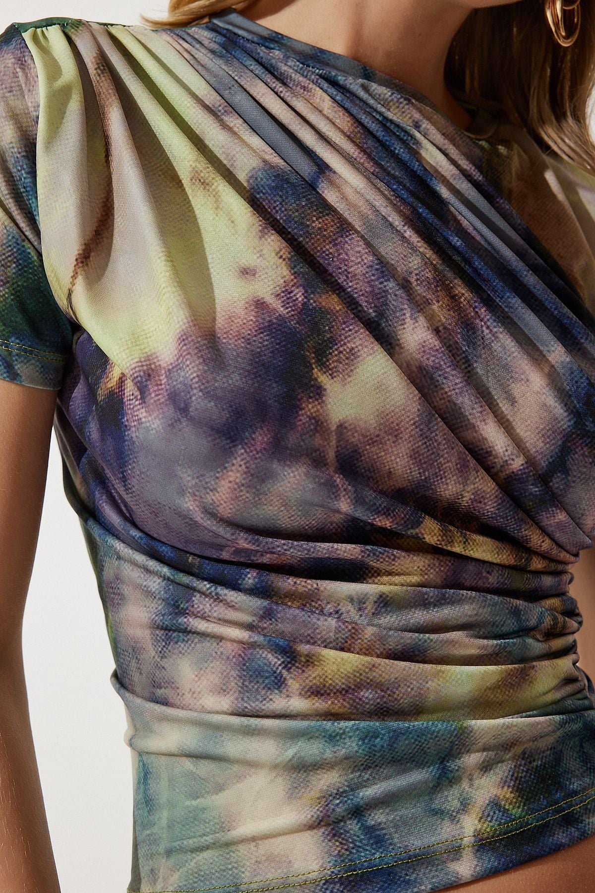 Female Green Patterned Sandy Blouse FF00165