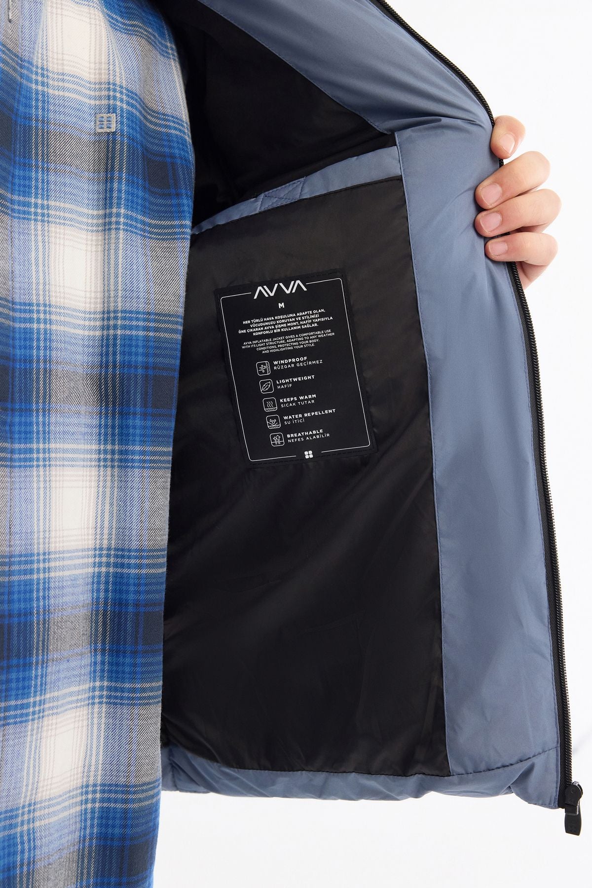 Men's Indigo Hopedwater Water Protector Windproof Inflatable Coat B006046