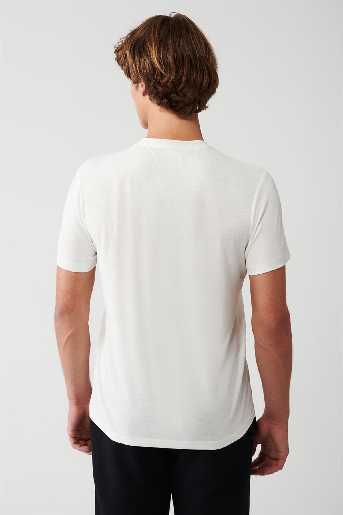 Men's Ecru Soft Touch Bicycle Collar Printed T-shirt A31y1196