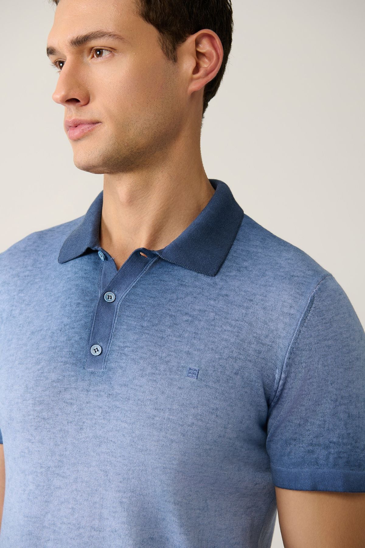 Erkek Indigo 3 düğğğLIMENGO Ephektli polo yaka T-shirt a41y5