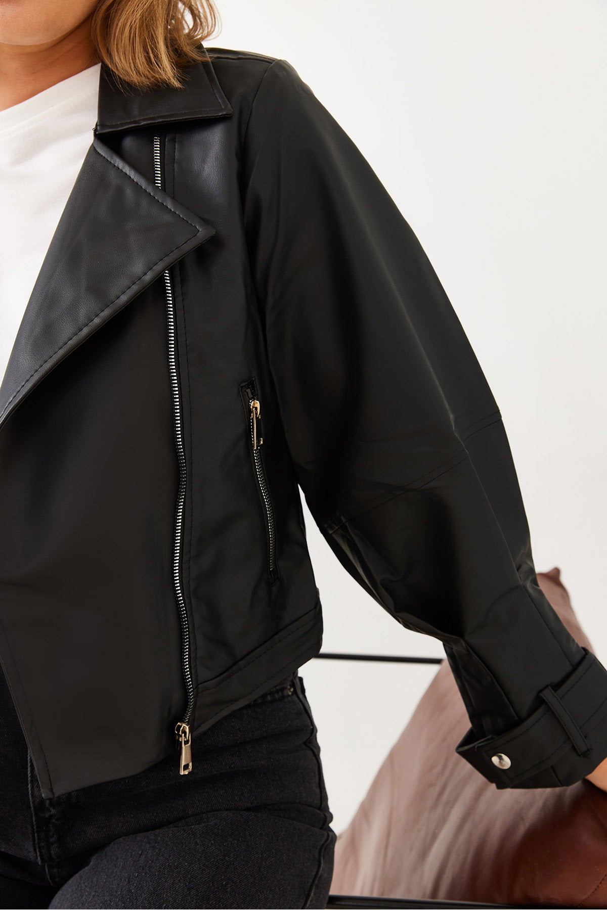 Women's Balloon Sleeve Oversize Leather Jacket 2395 60251850