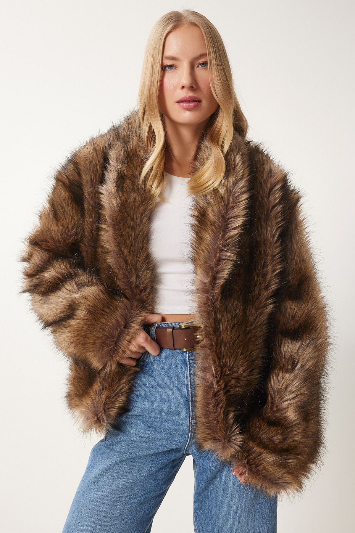 Female Mink Shawl Yaka Artificial Fur Jacket FN03394