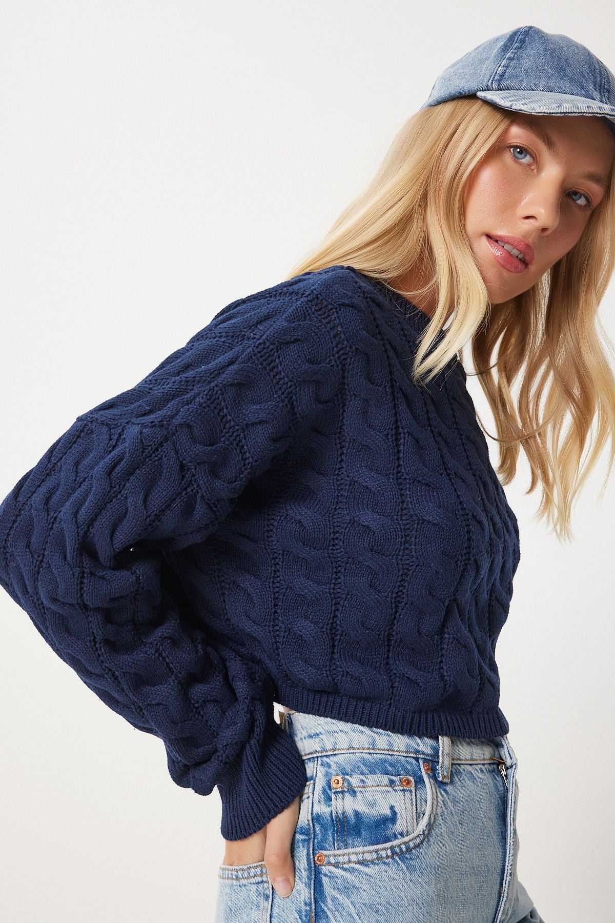 Women's Navy Bike Bike Knit Motif knitwear sweater MX00169