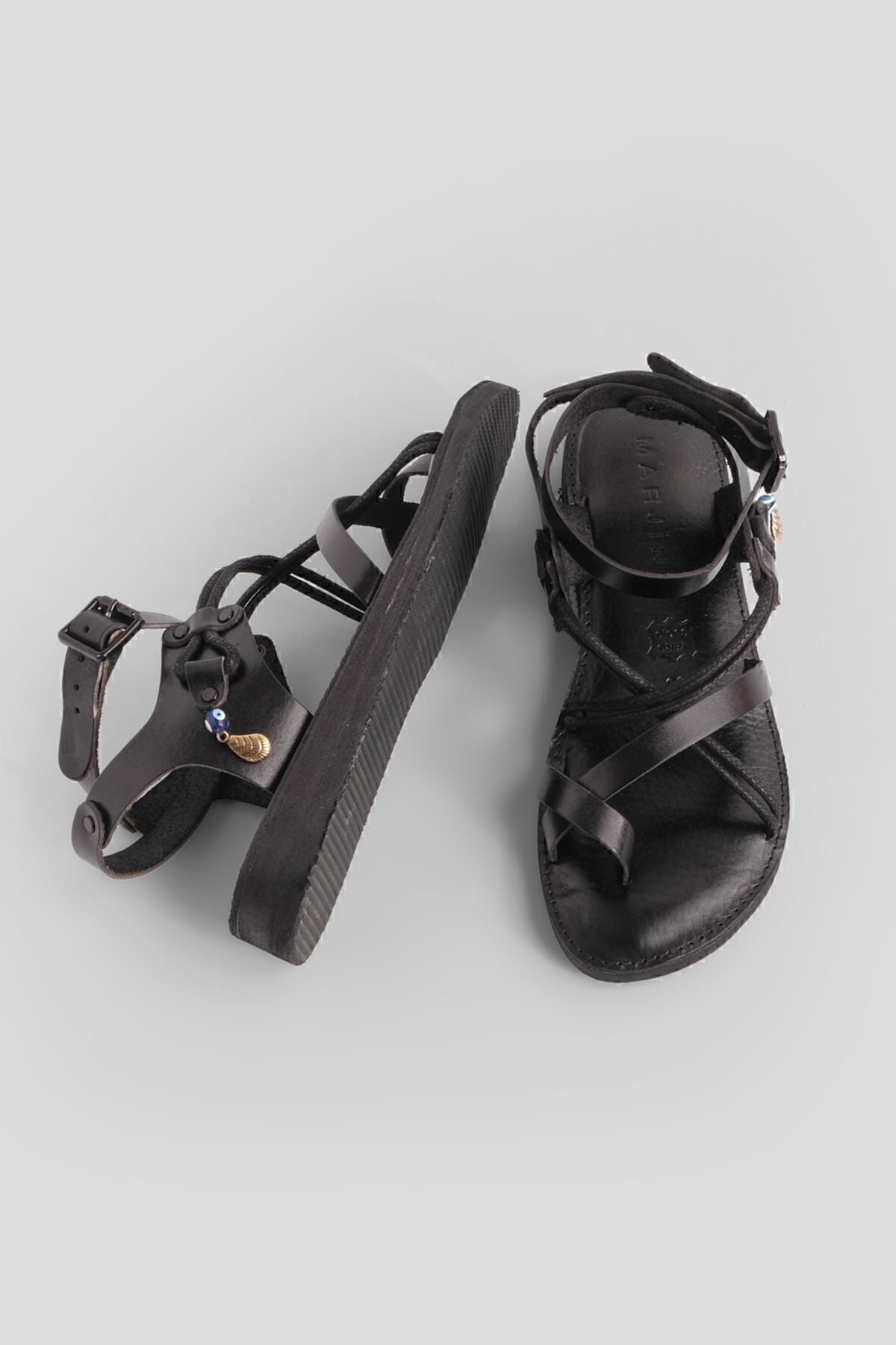 WOMEN'S GENERAL LEATHER ACCESSORY EVA base finger flip -crossing IP detailed daily sandals rivade black