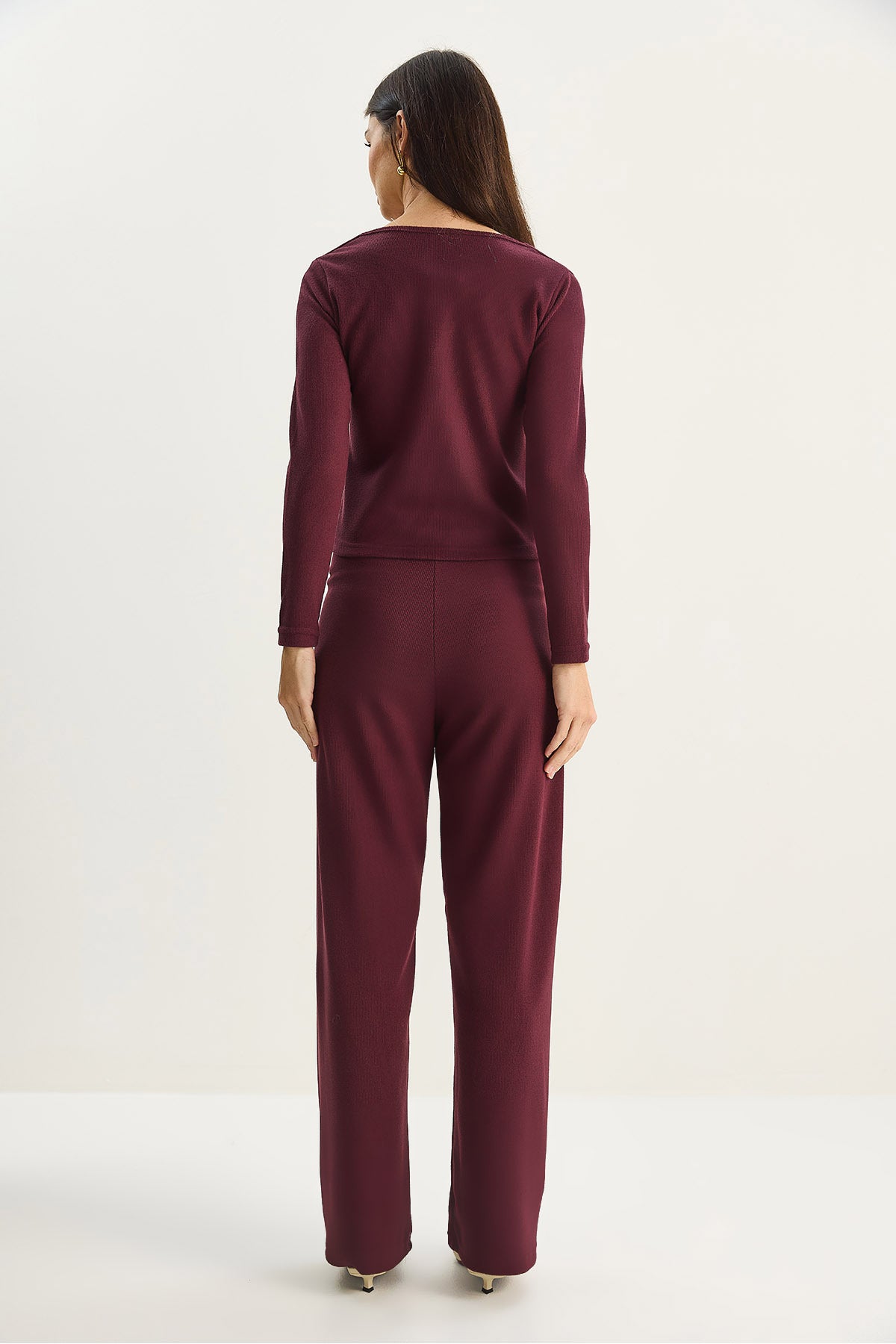 Women's V-Neck Button Accessory Selanik Bottom-Top Set 4107 60283782