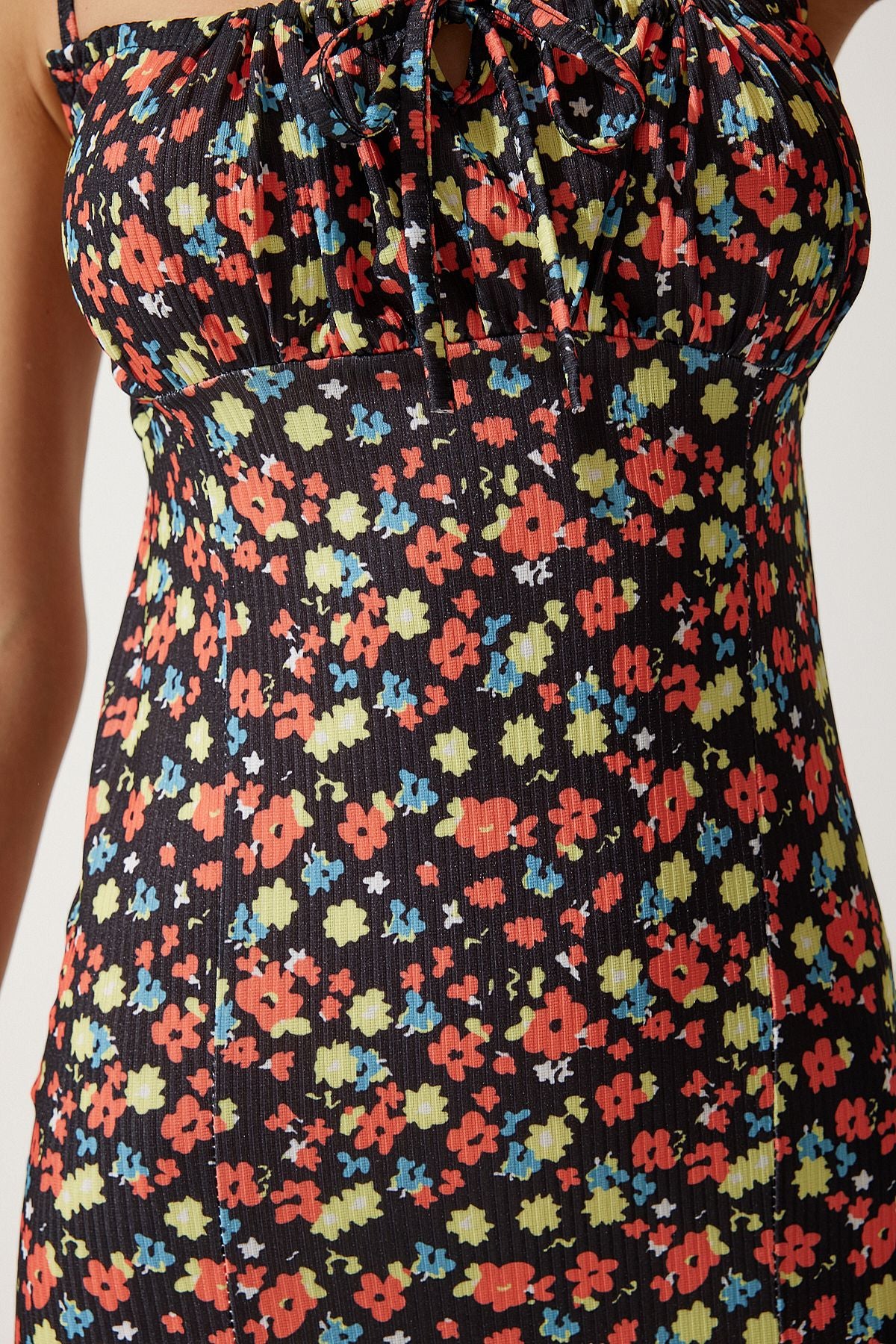 Woman Black Orange Flower Sweting Summer Knitting Dress CI00029