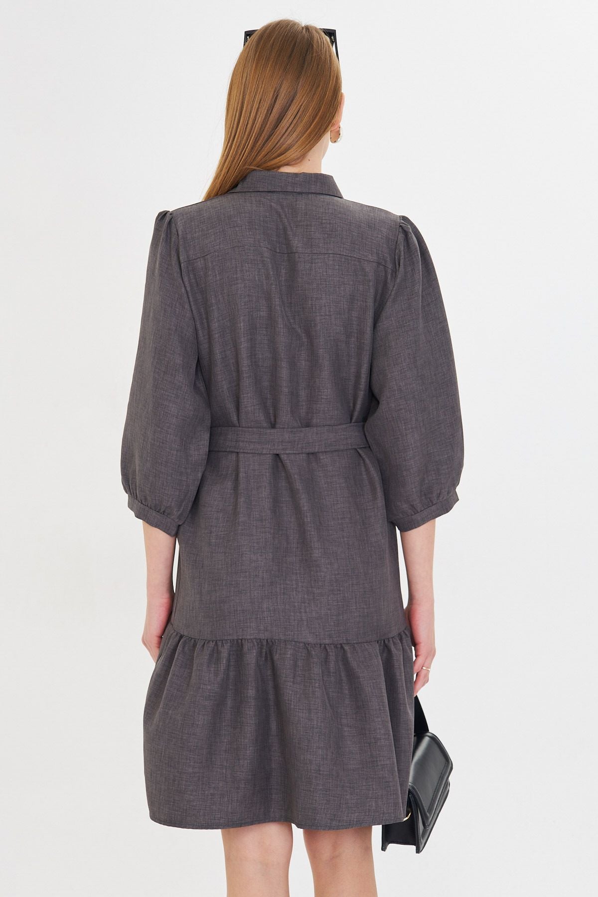 WOMEN'S SMOKE SHIPS COLLAR QUILE SOLD BELEED SNECT SNIST SHIRT DRESS ARM-25Y001010