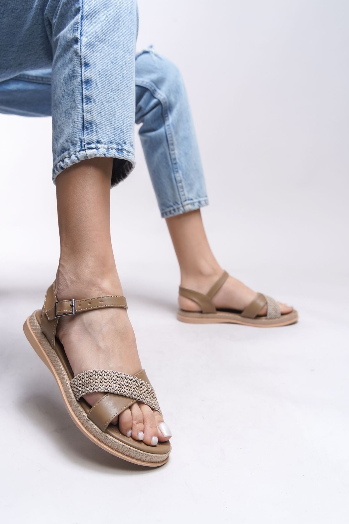 WOMEN SANDALT 0012059 mink mat