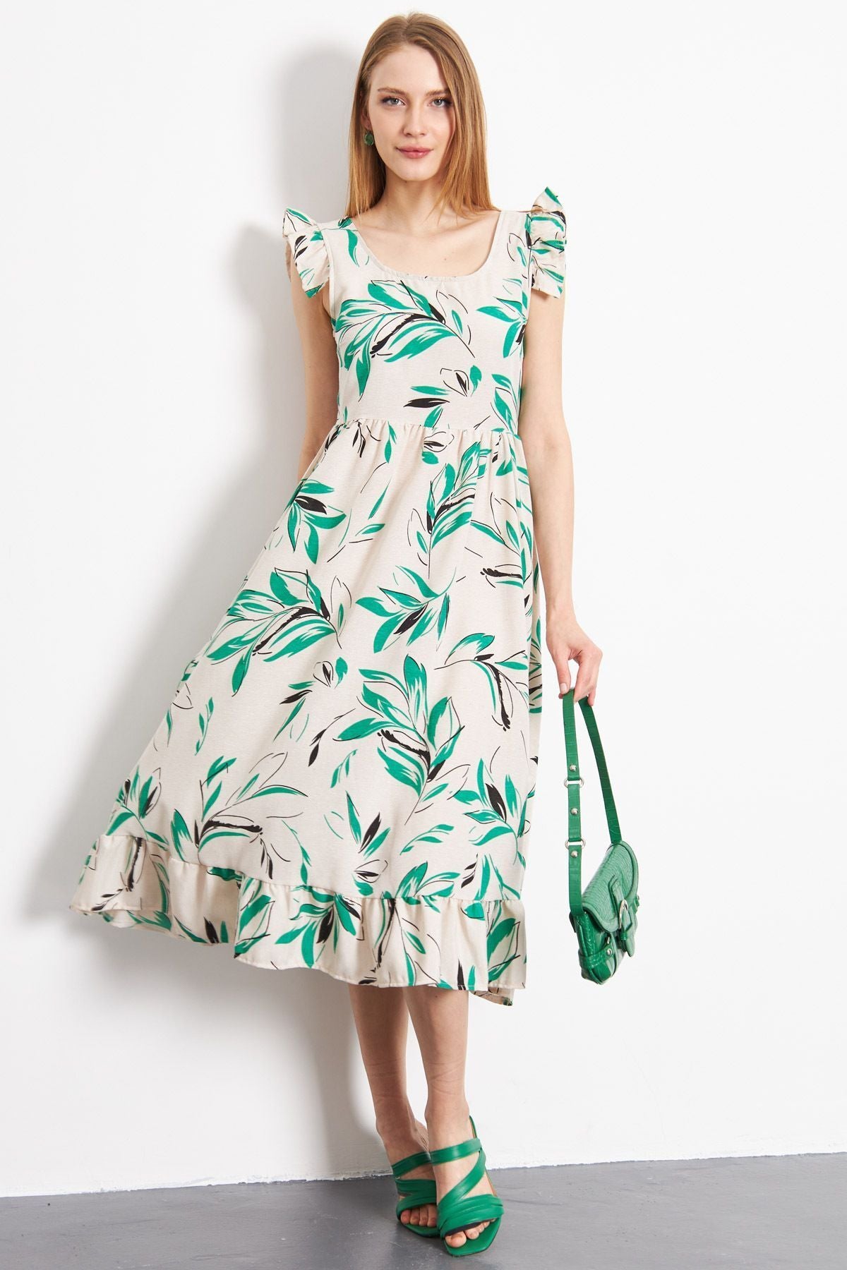 WOMEN LIGHT GREEN ARM RISK LONG LONG LONG DRESS ARM-23Y001114