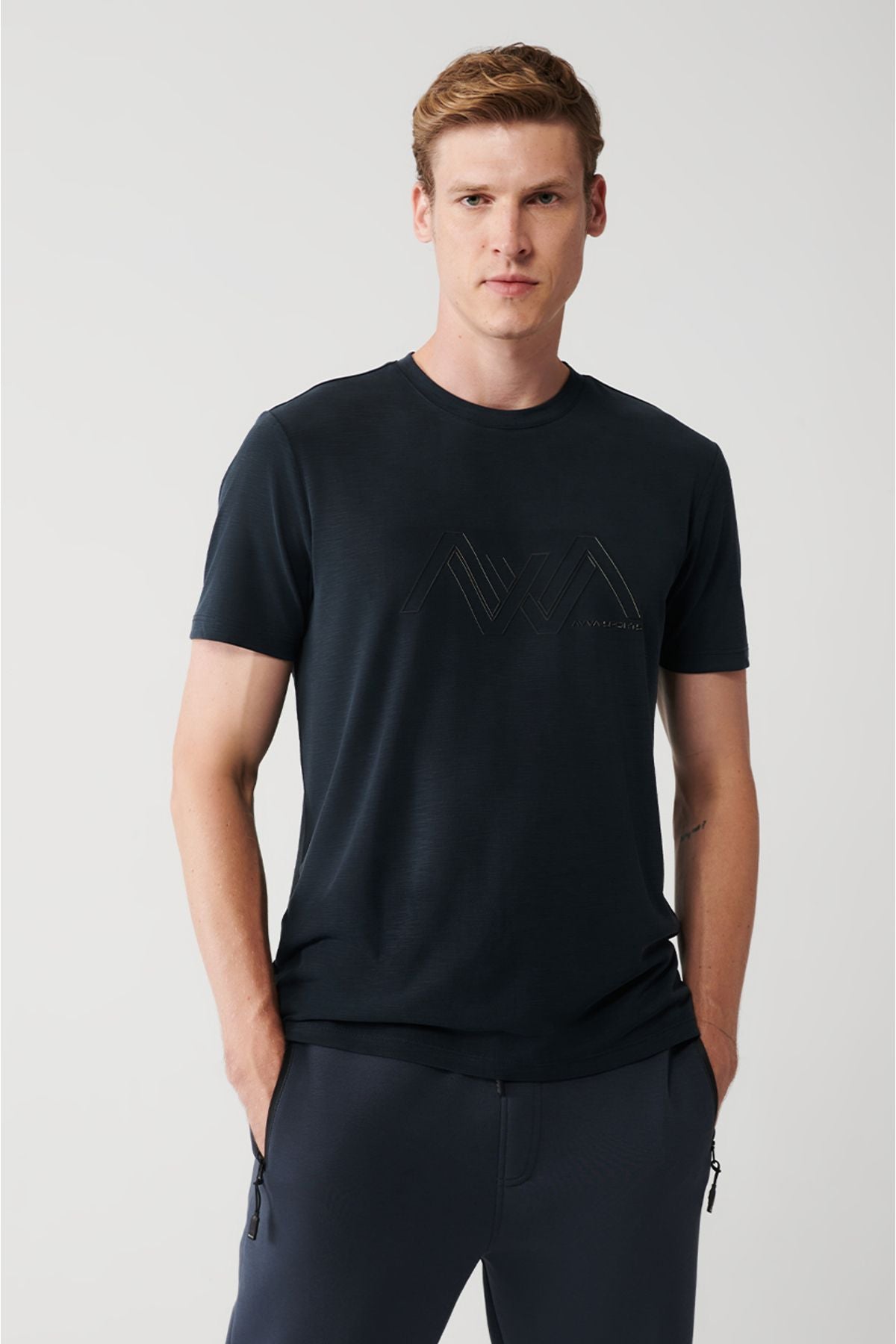 Men's anthracit Soft Touch Bicycle Collar Printed T-Shirt A31y1196