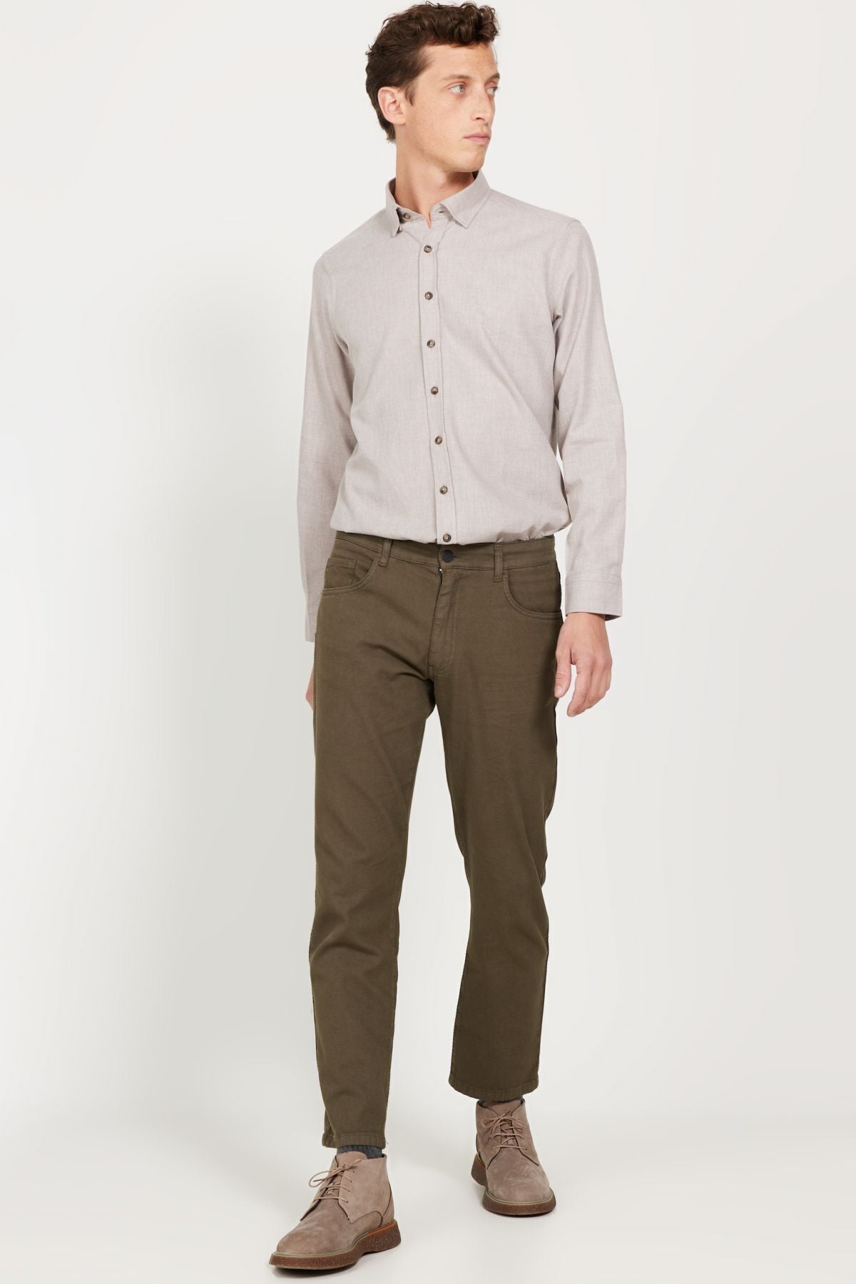 Men's Khaki Comfort Fit Casual Cut 5 Pocket Amelor Cotton Pants