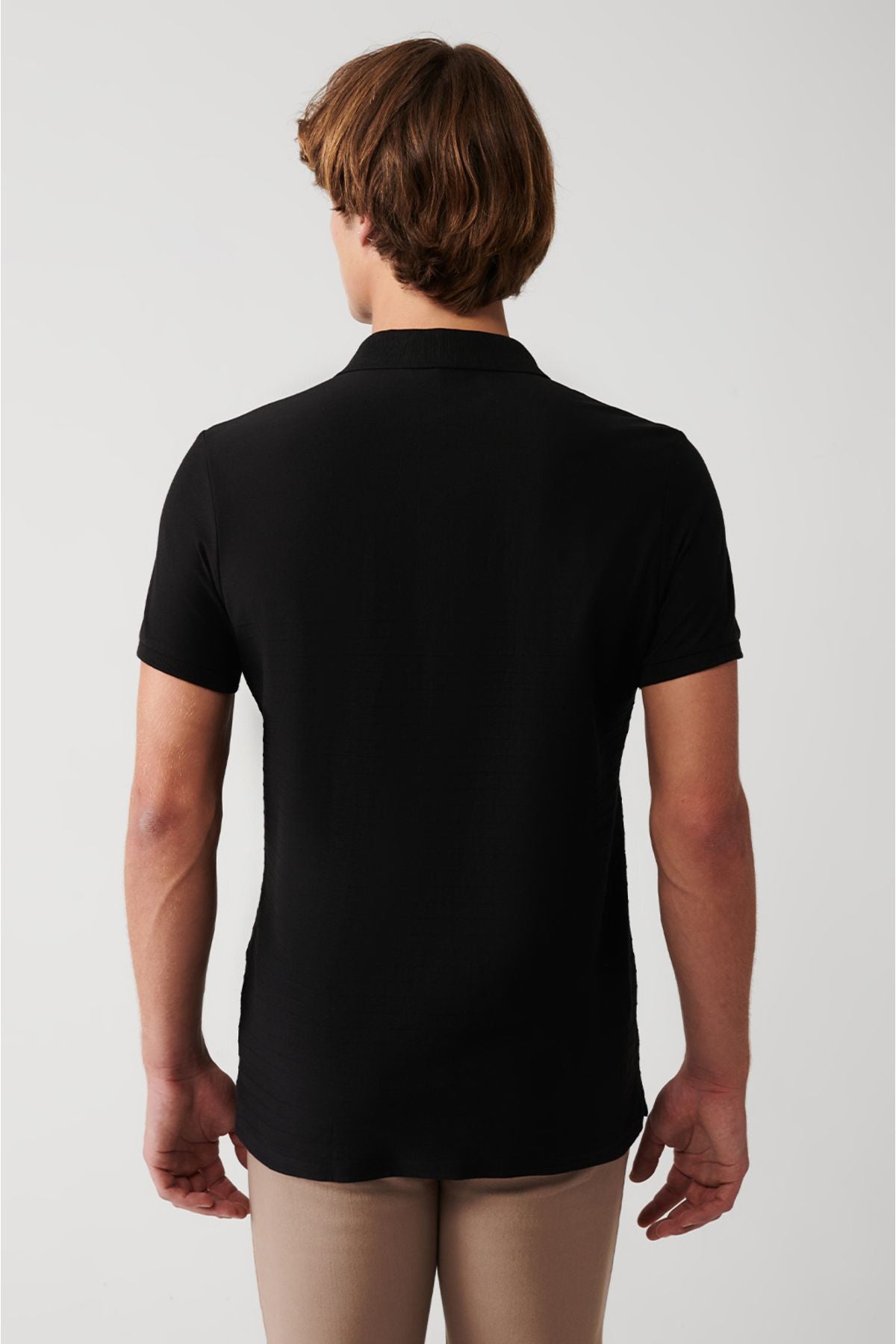 Men's Black 100 %Cotton Polo Yaka T-shirt A31y1128