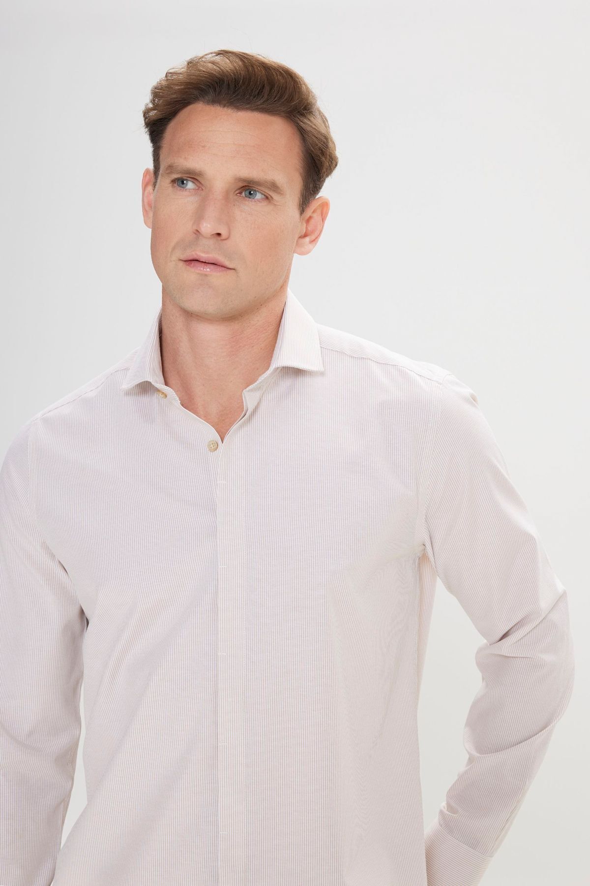 Men's white-vizon slim fit narrow cut classic collar cotton Cotton Amelor Shirt